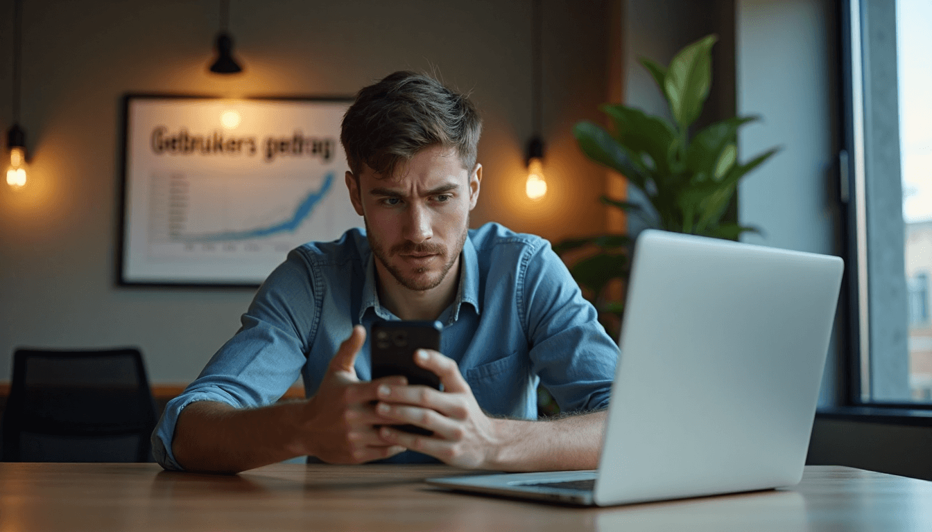 Persoon gefrustreerd door trage website en dalend gebruikersgedrag