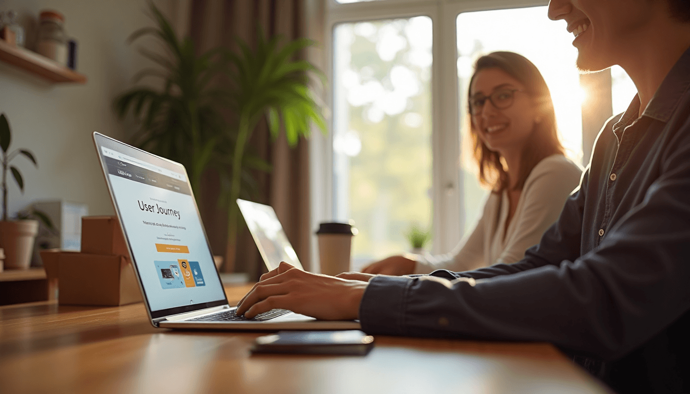 Person completing online checkout showing progress indicator steps