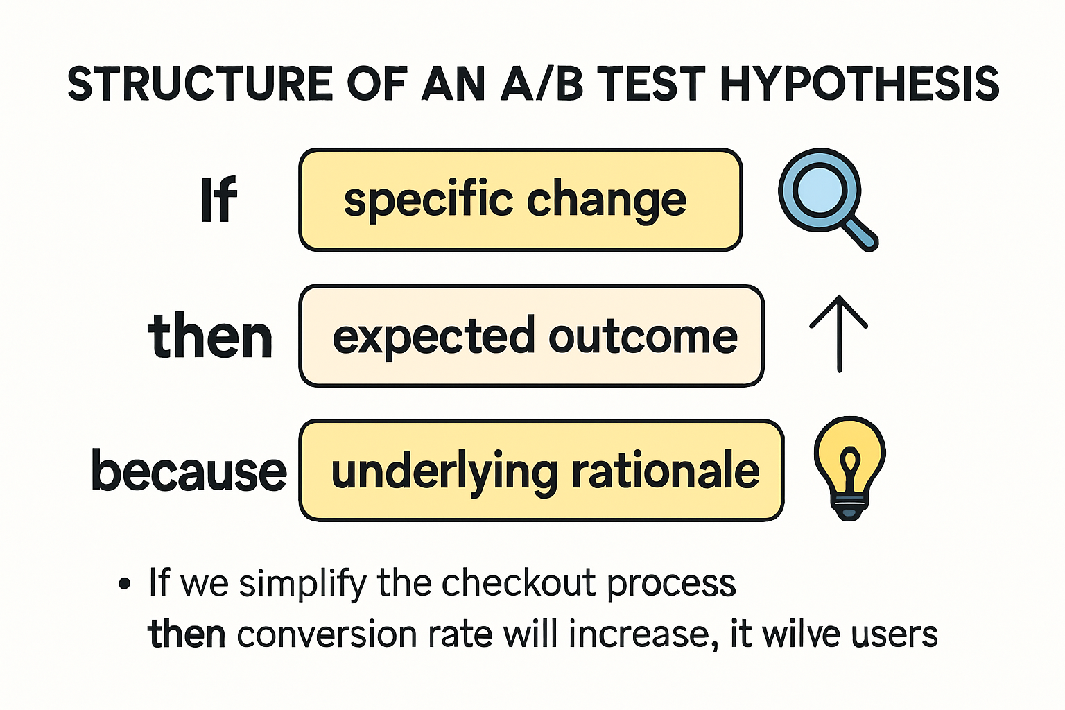 Infographic explaining the structure of an AB test hypothesis
