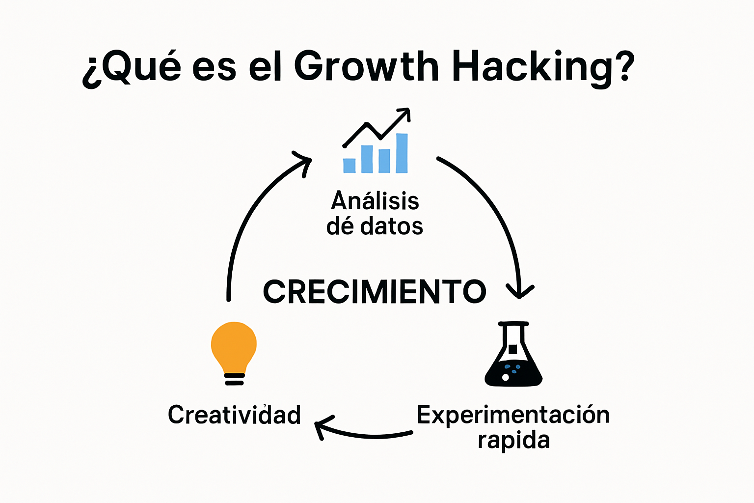 Diagrama conceptual sobre qué es growth hacking