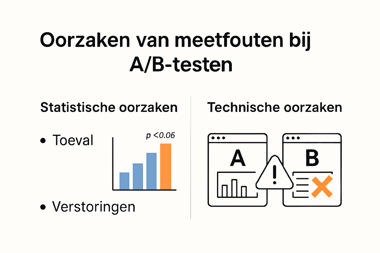 Infographic over oorzaken van meetfouten bij A/B-testen