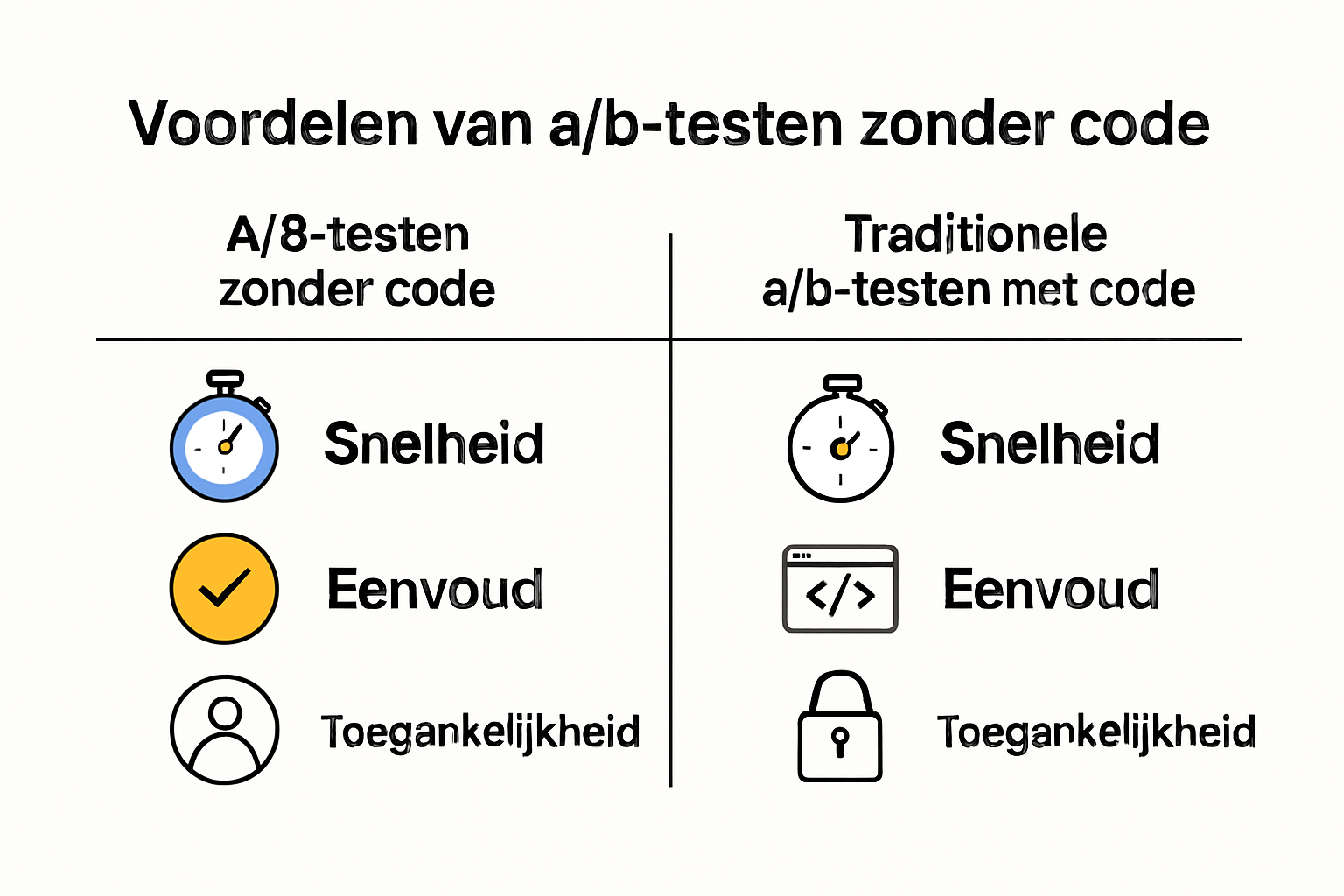 Vergelijking van voordelen a/b-testen zonder code en met code