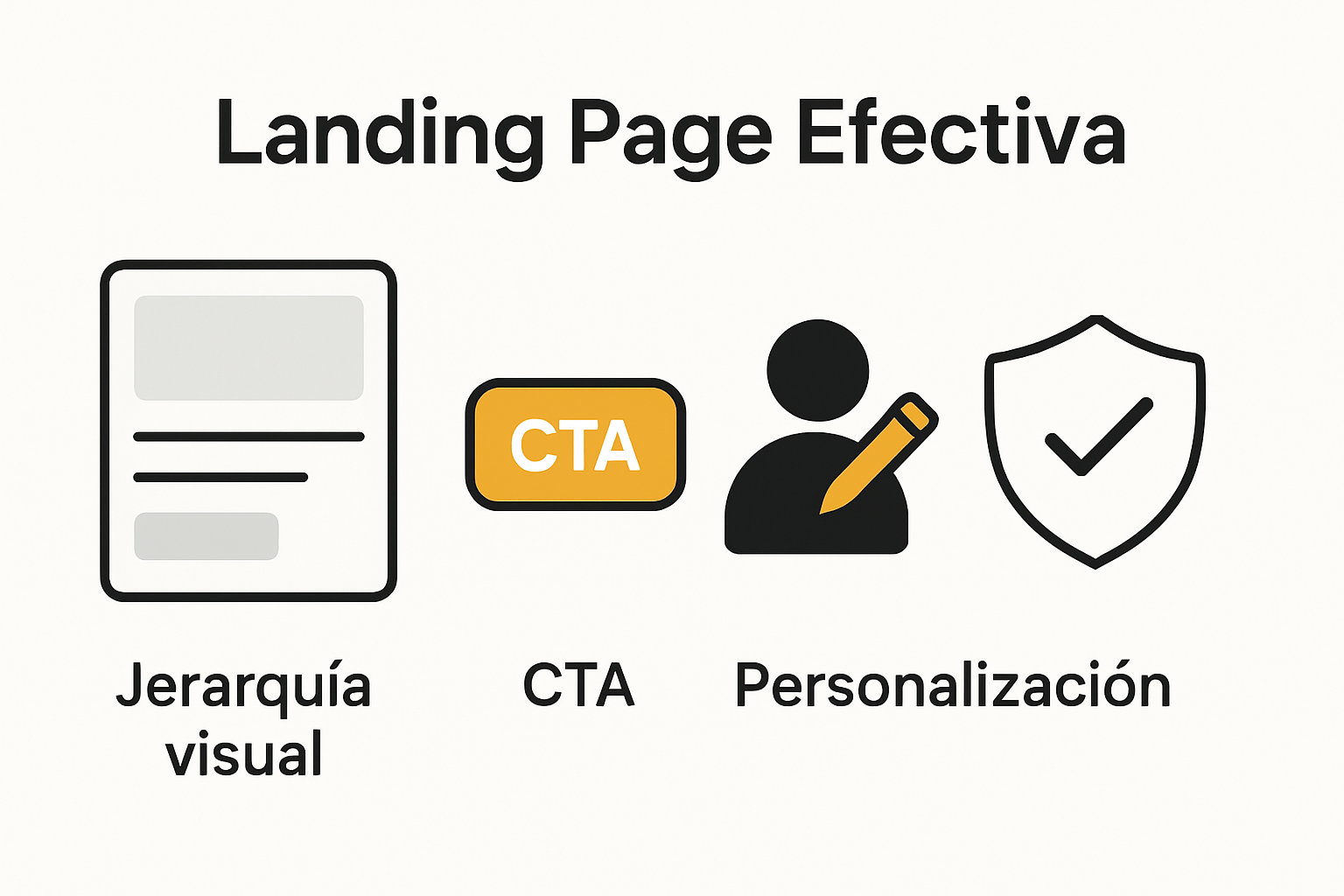 Infografía de elementos claves en landing pages efectivas