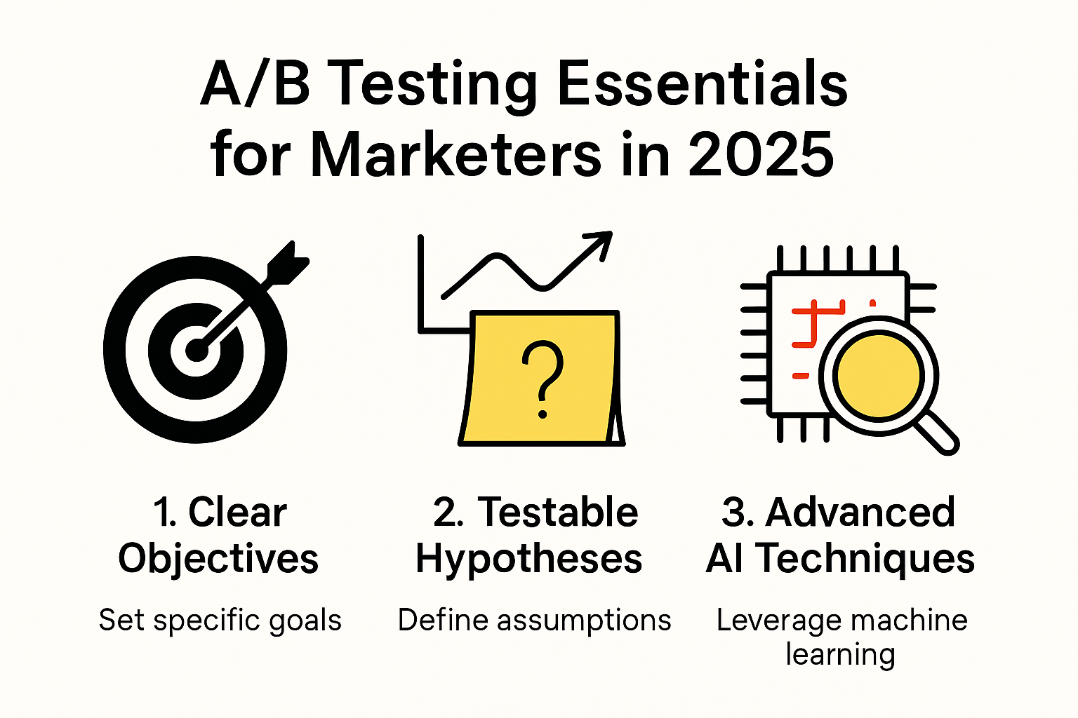 Checklist infographic of top 5 A/B testing essentials