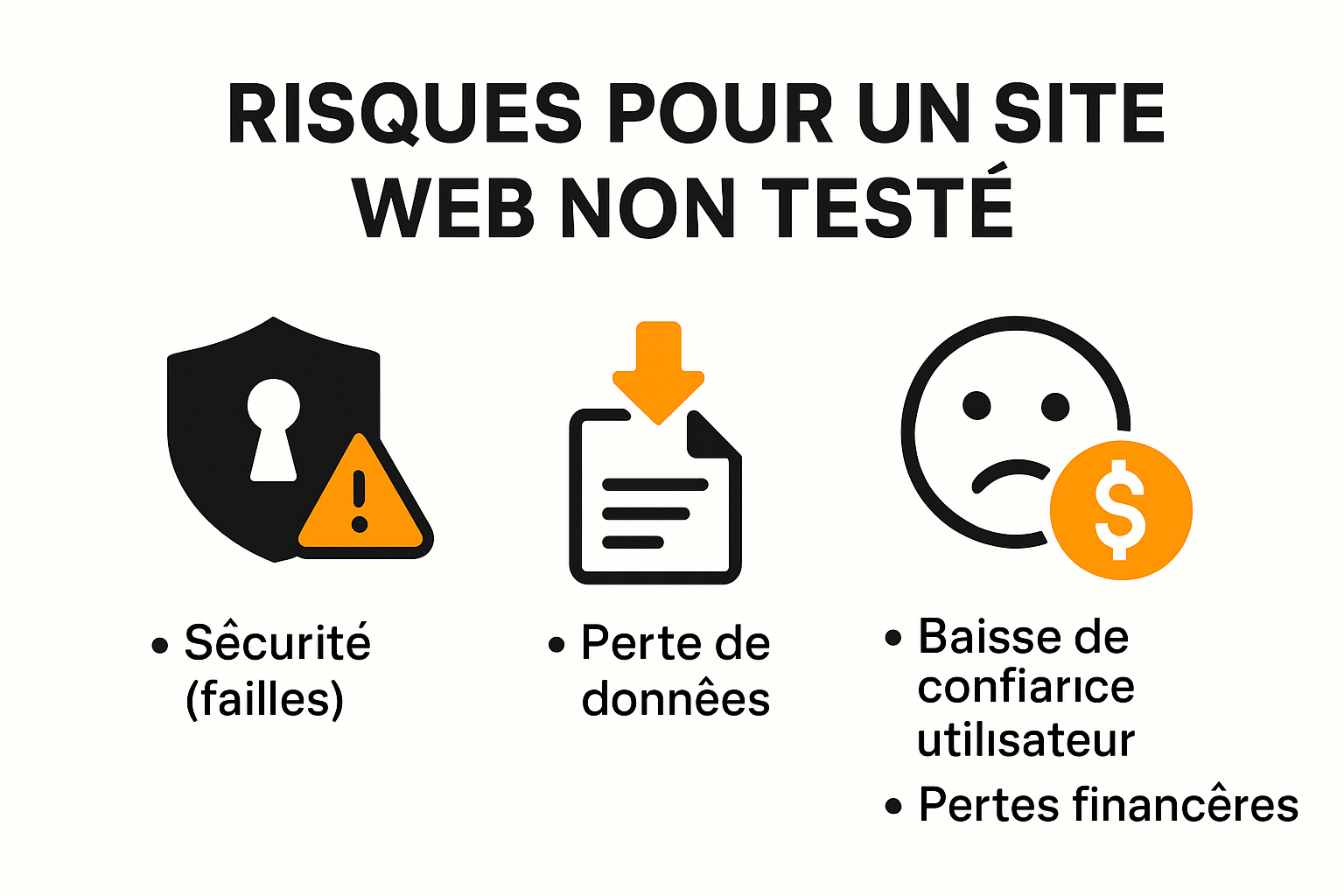 Infographie sur les risques d’un site web non testé
