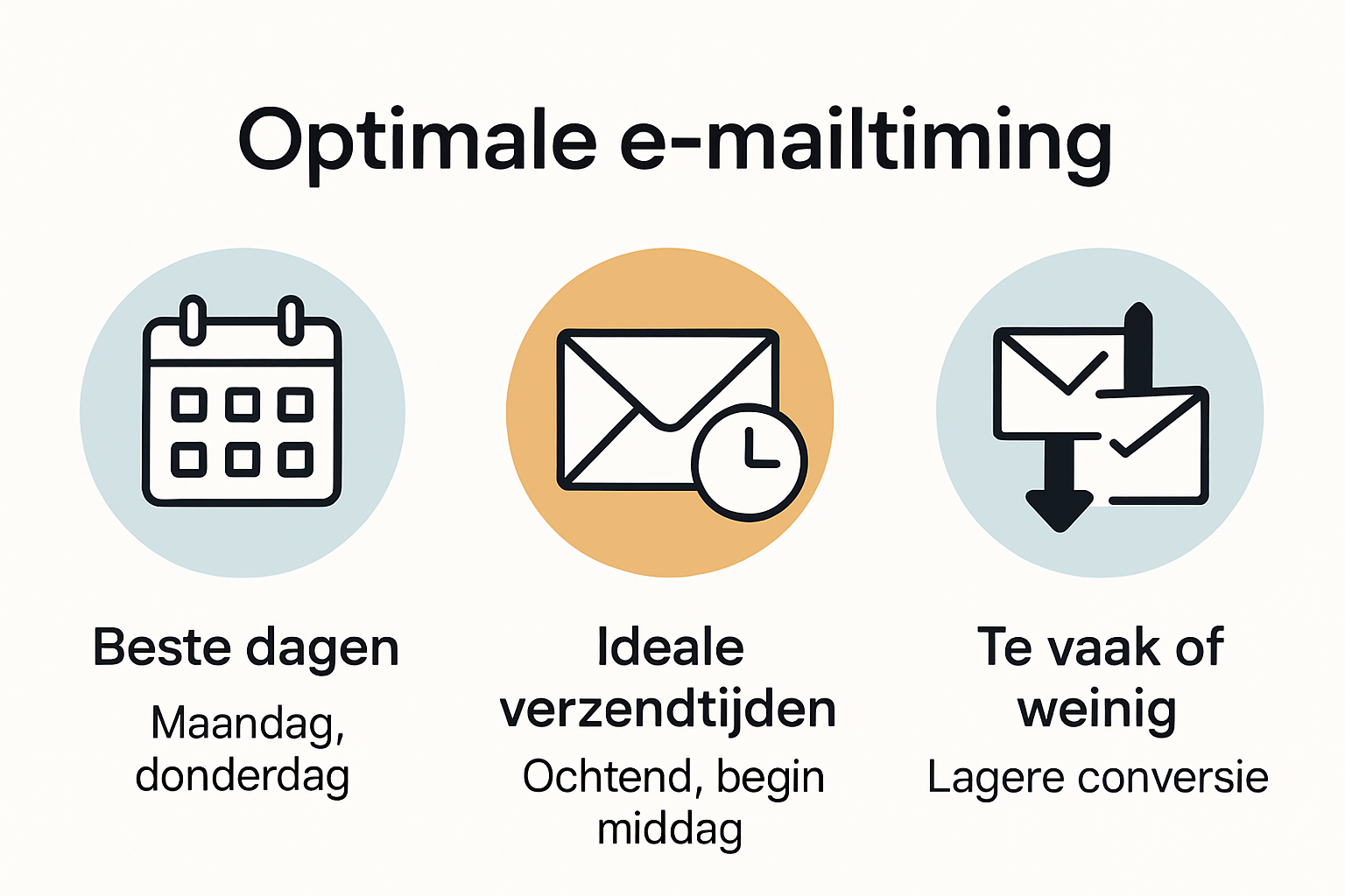 Infographic met optimale e-mail timing en verzendfrequentie voor conversie