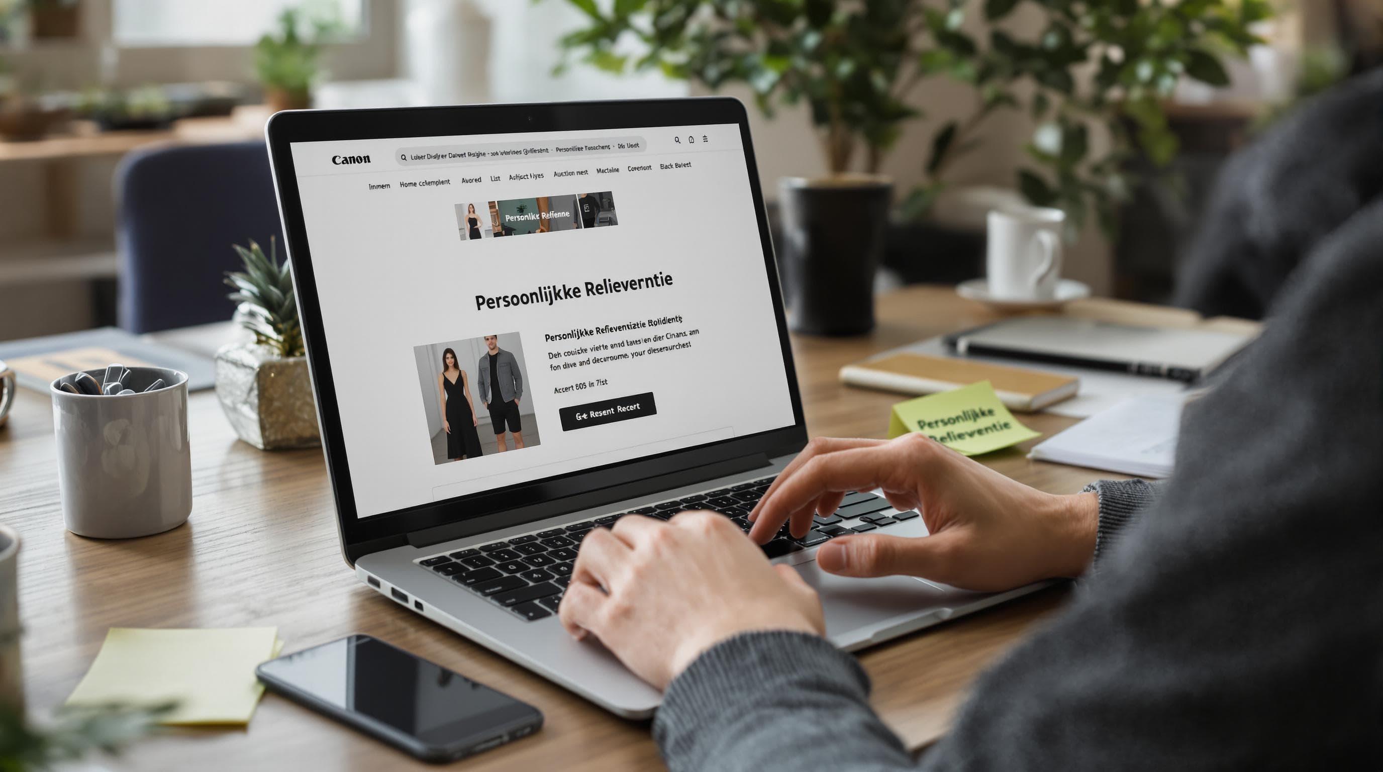 Person reviews personalized marketing email with recommendations at home workspace
