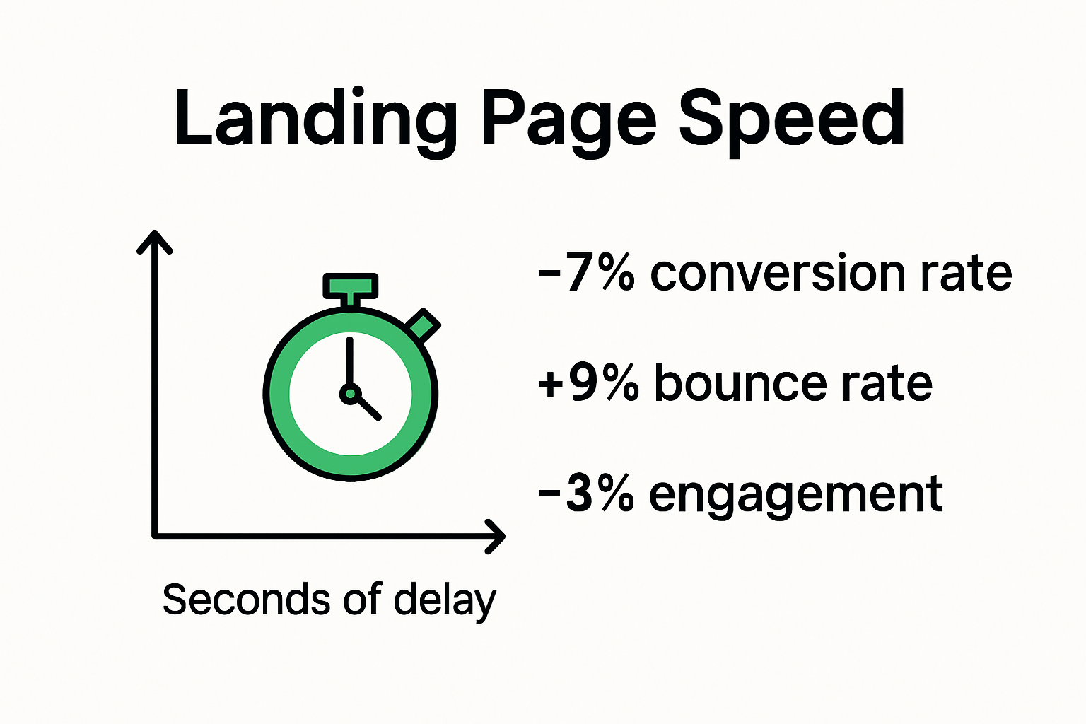 Infographic showing landing page speed impact on conversions and engagement