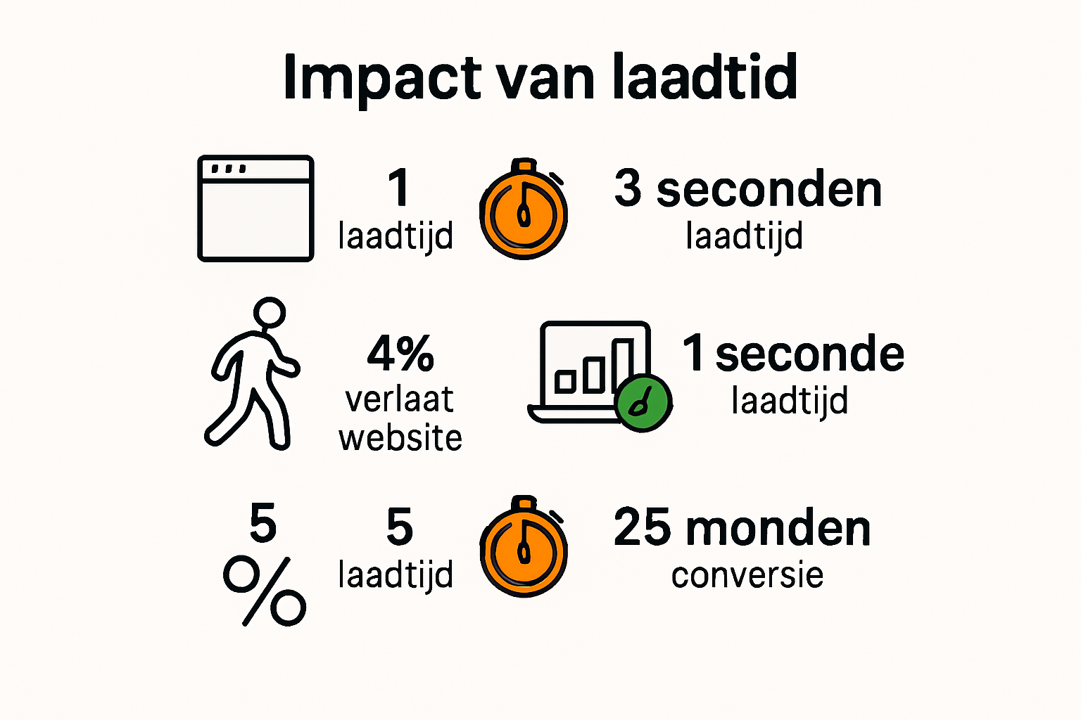 Infographic die laadtijd, bouncerate en conversie toont.