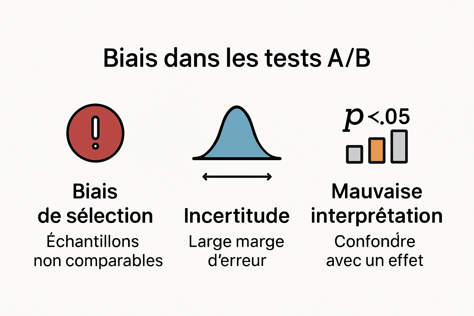 Schéma des erreurs et incertitudes en A/B testing