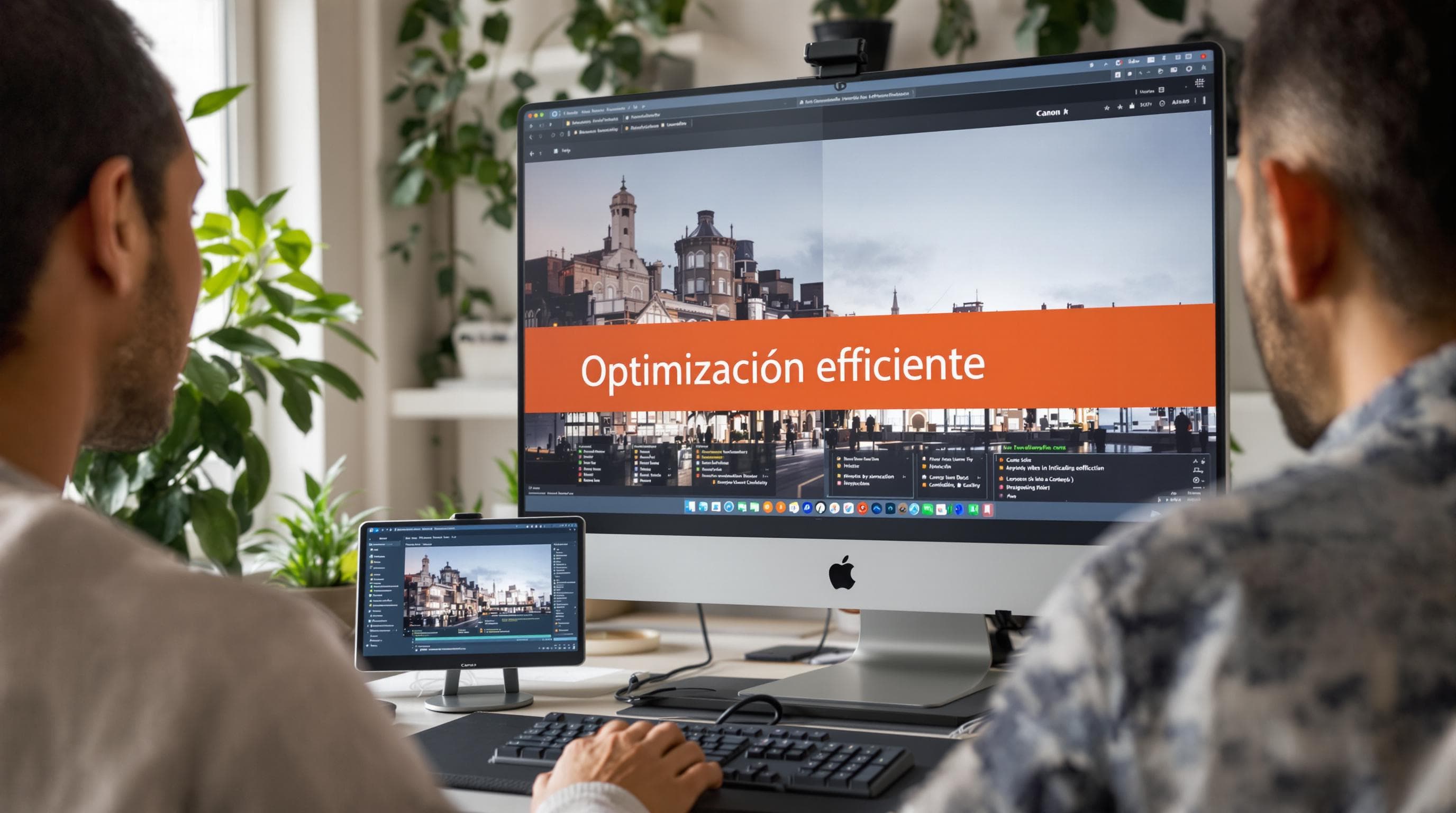 Developer optimizing images and scripts for fast website loading