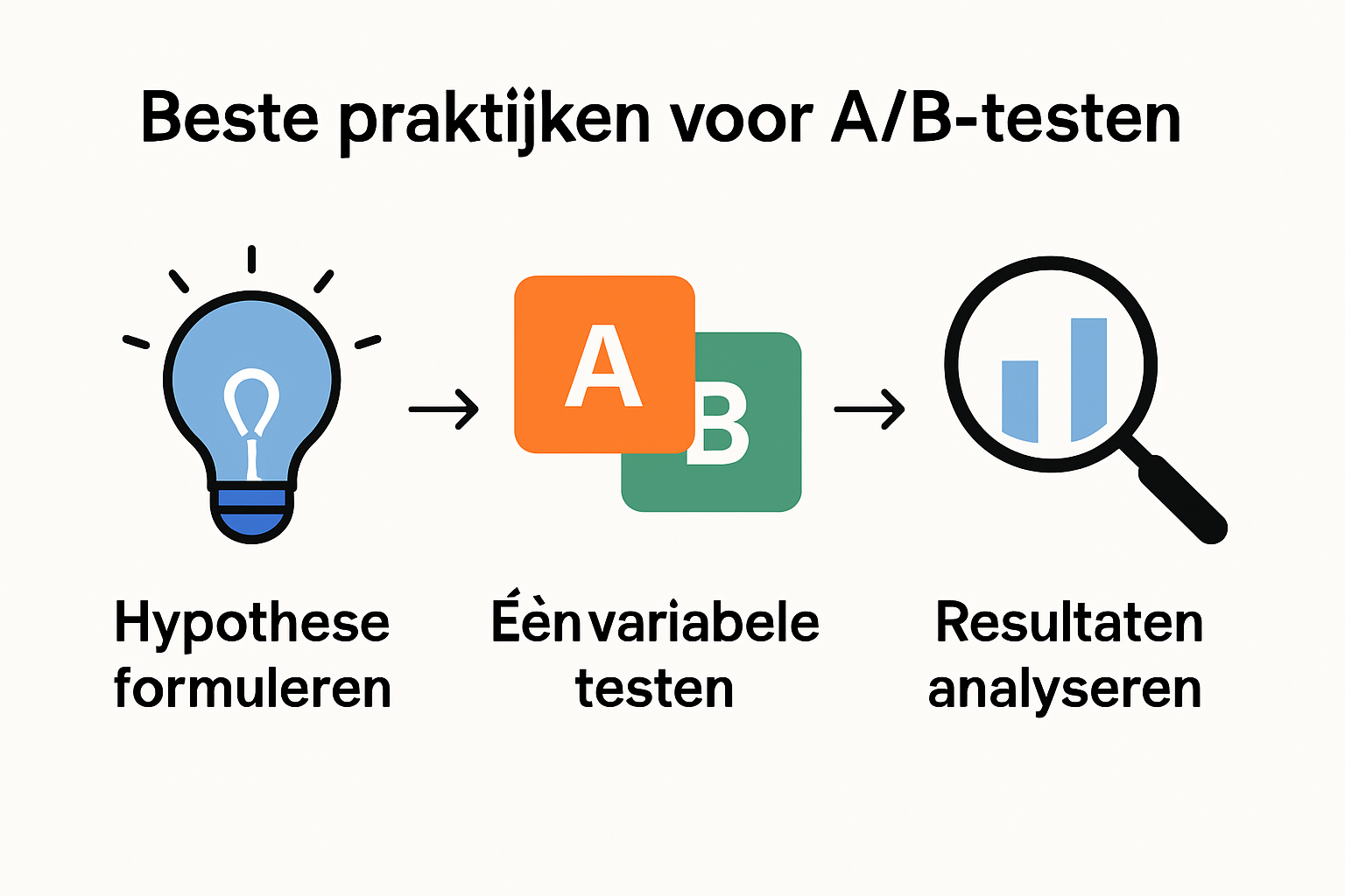 Infographic met beste praktijken A/B testen in stappen