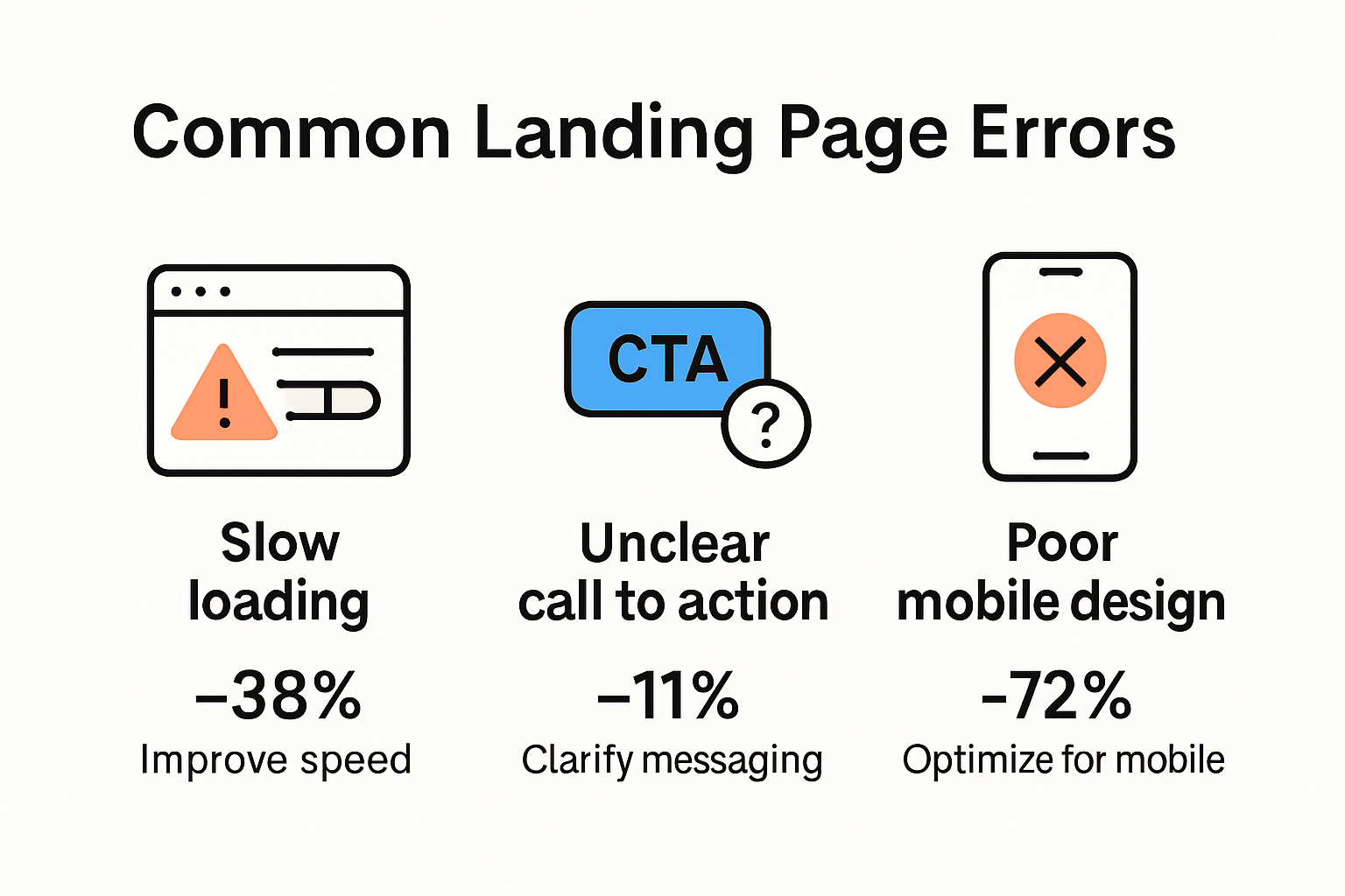 Overview of common landing page errors and their impact