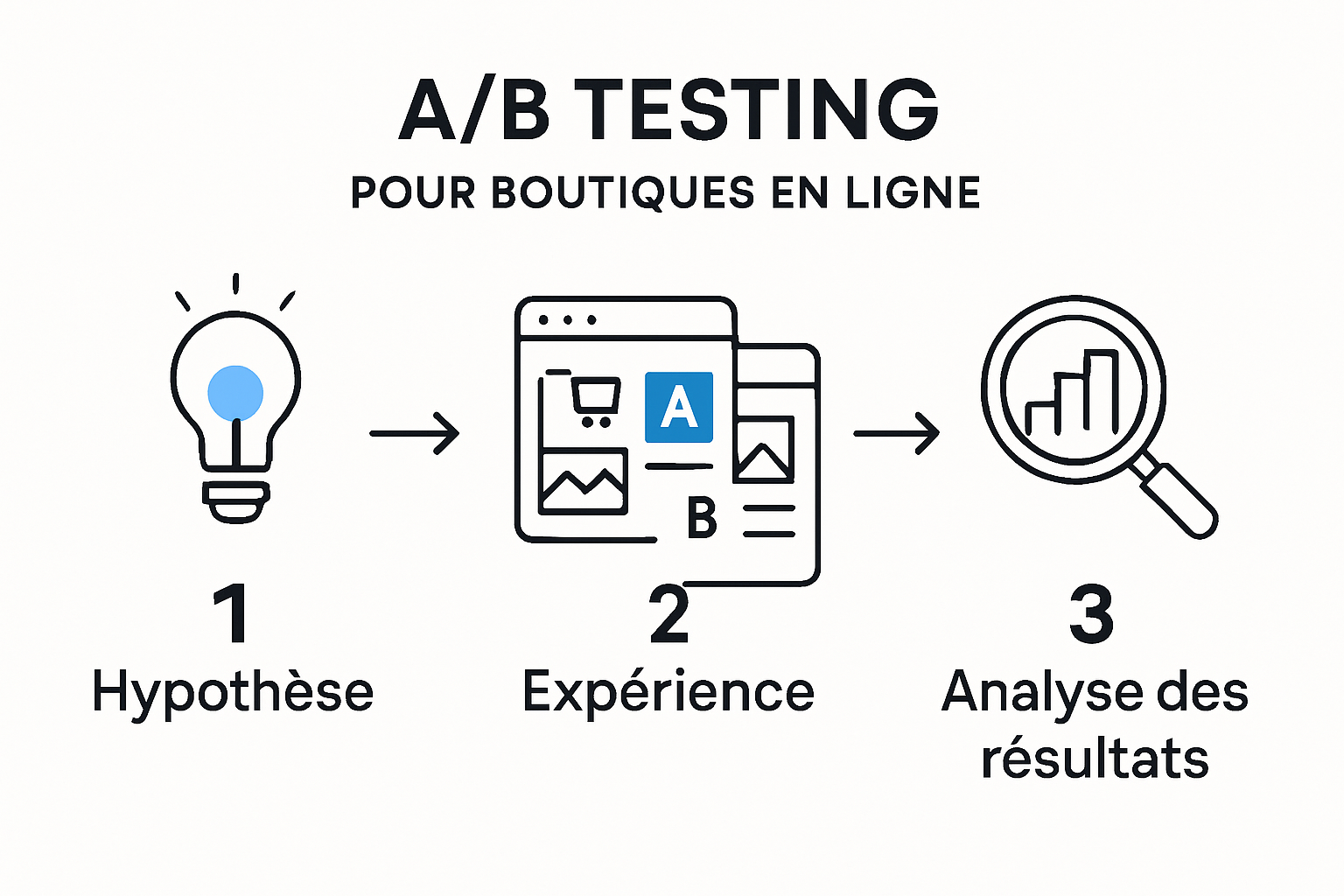 Processus de l'A/B testing expliqué visuellement en e-commerce