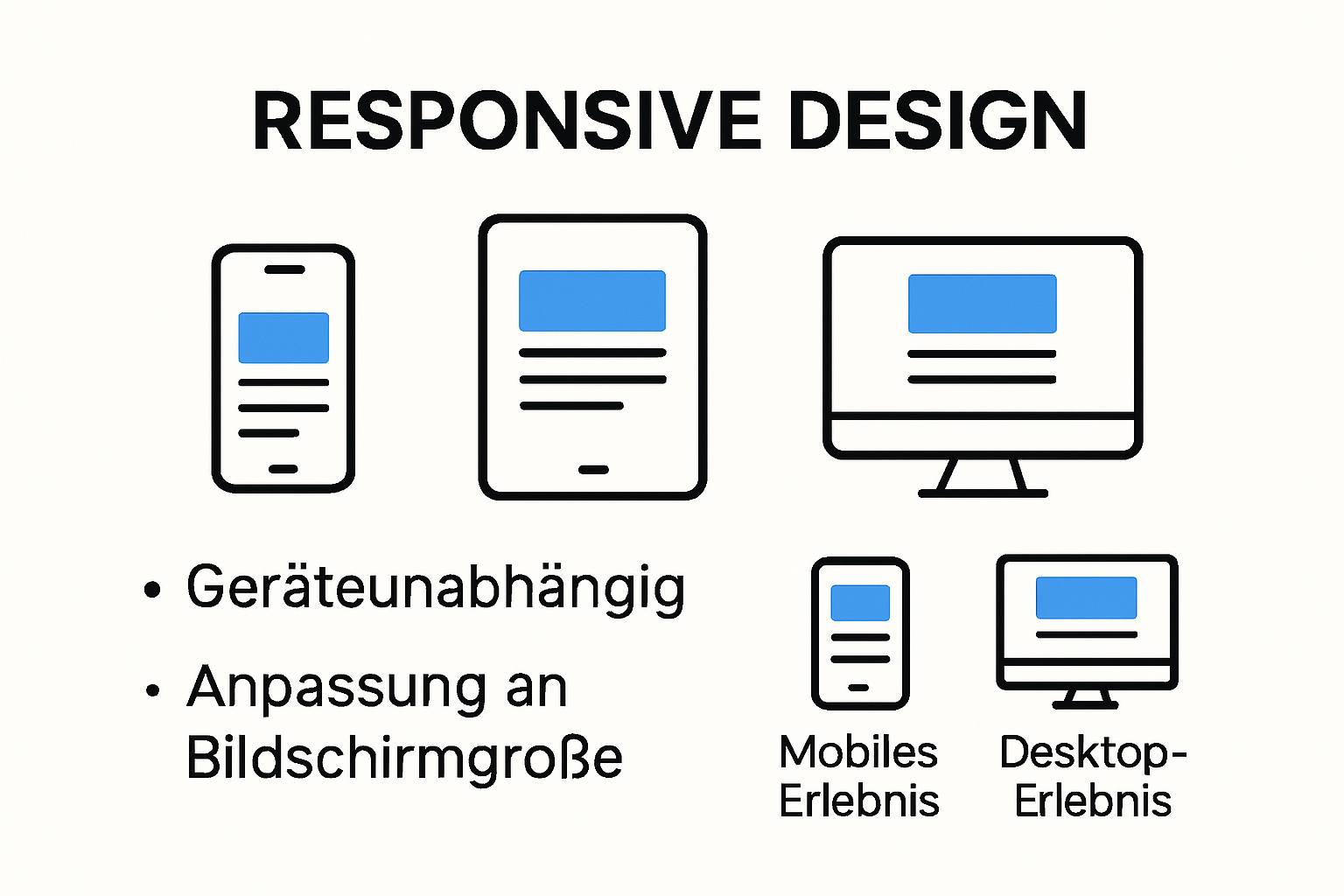 Infografik zur Geräteunabhängigkeit und Funktionsweise von responsive Design