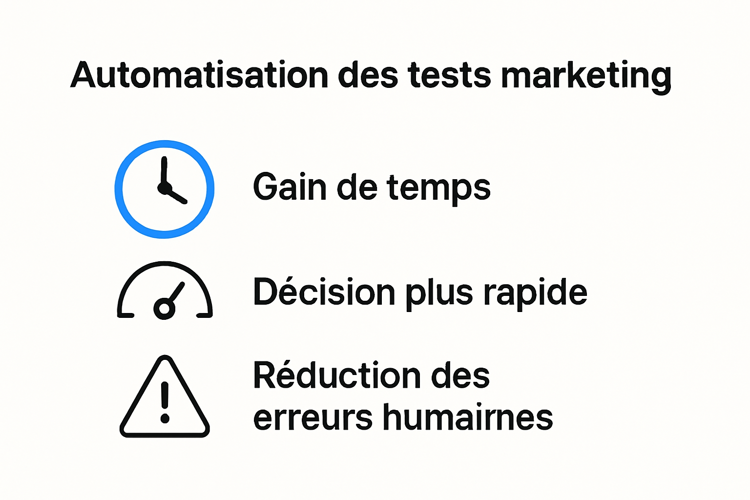 Infographie sur les bénéfices clés de l'automatisation des tests marketing