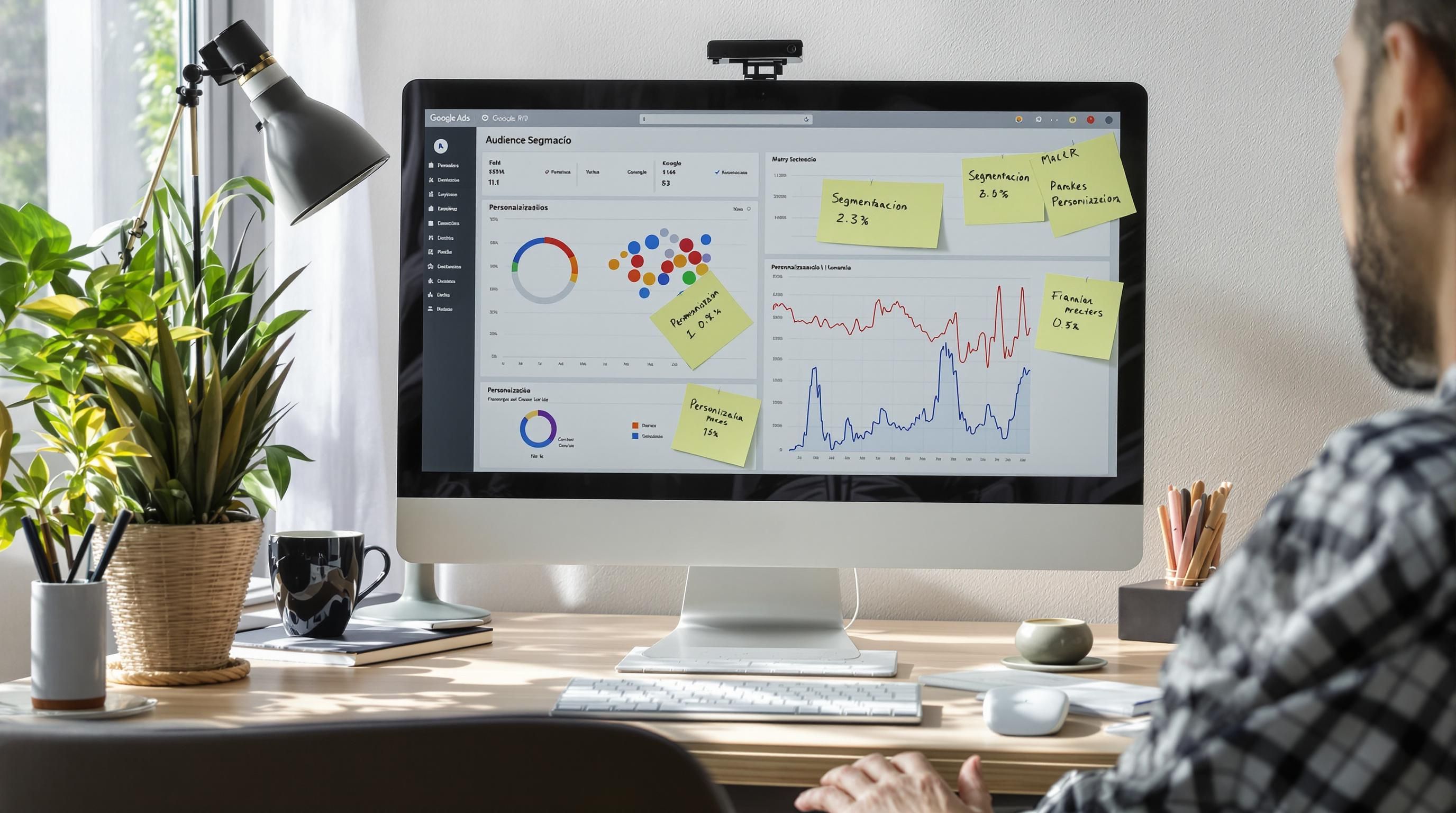 Marketer adjusting remarketing campaign segments for personalization on computer