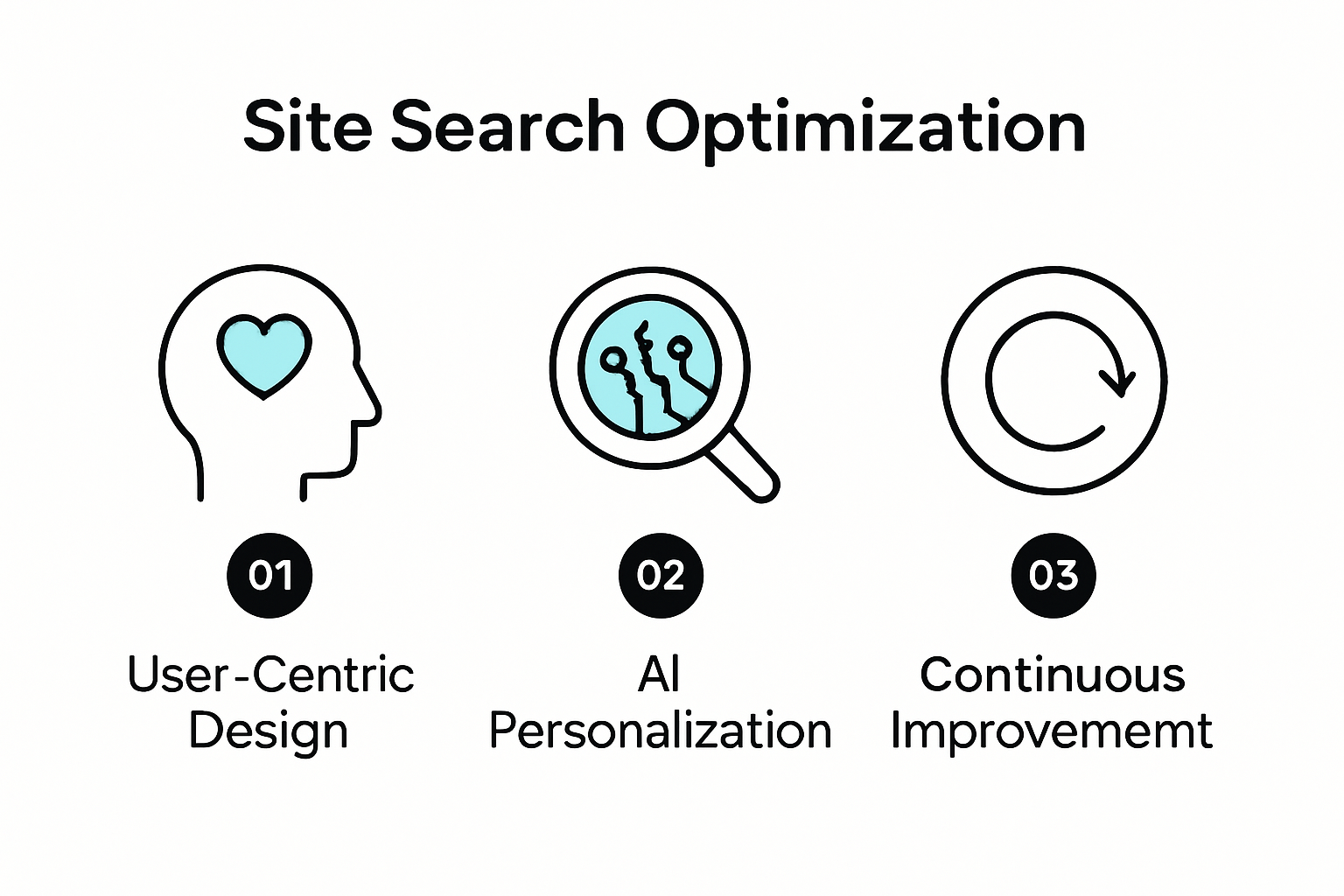 Infographic summarizing site search optimization strategies