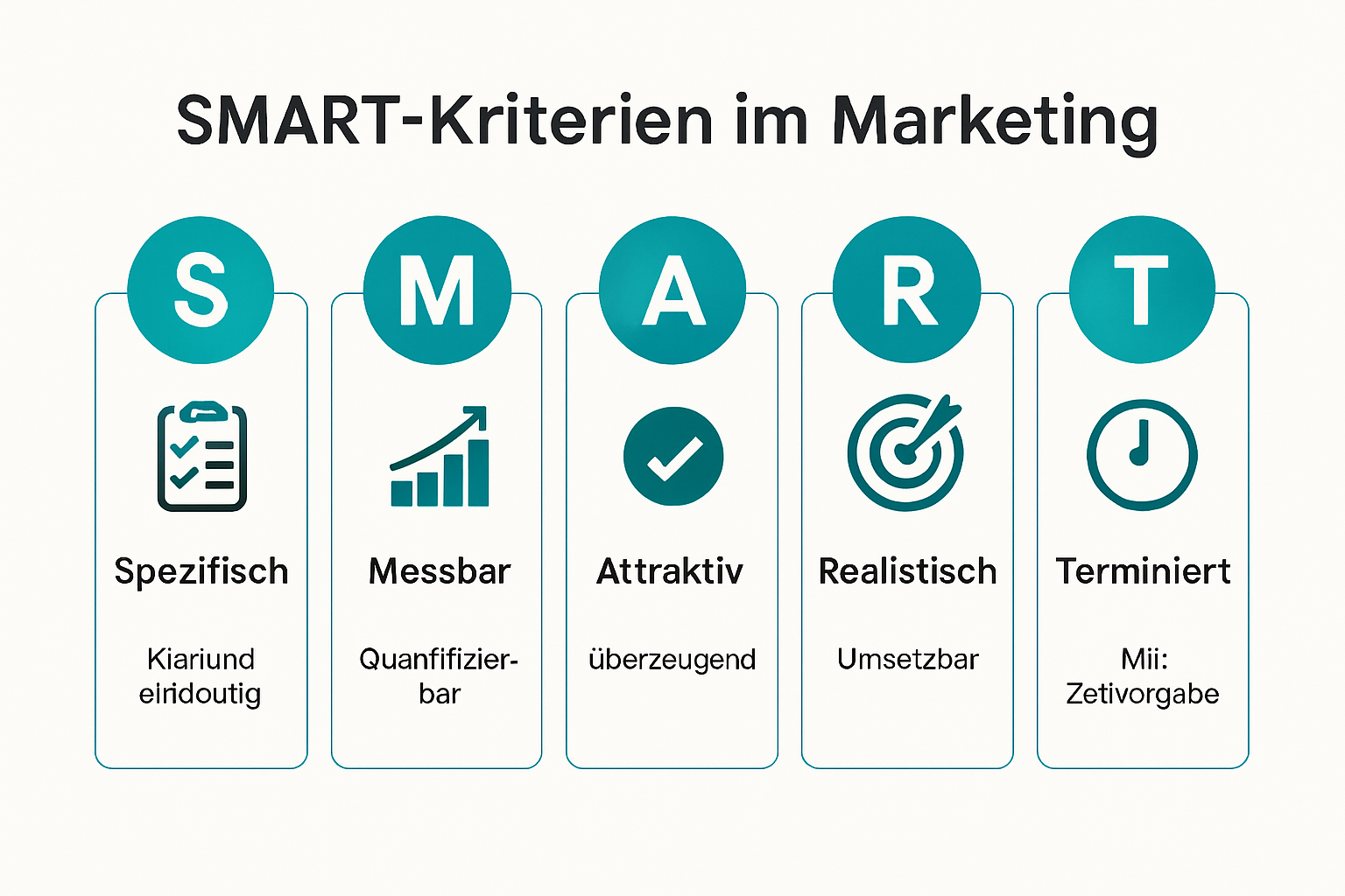 SMART-Kriterien im Marketingziele definieren visuell dargestellt