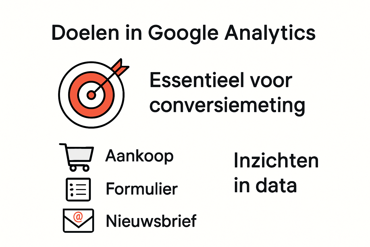 Infographic over het belang en type doelen in Google Analytics