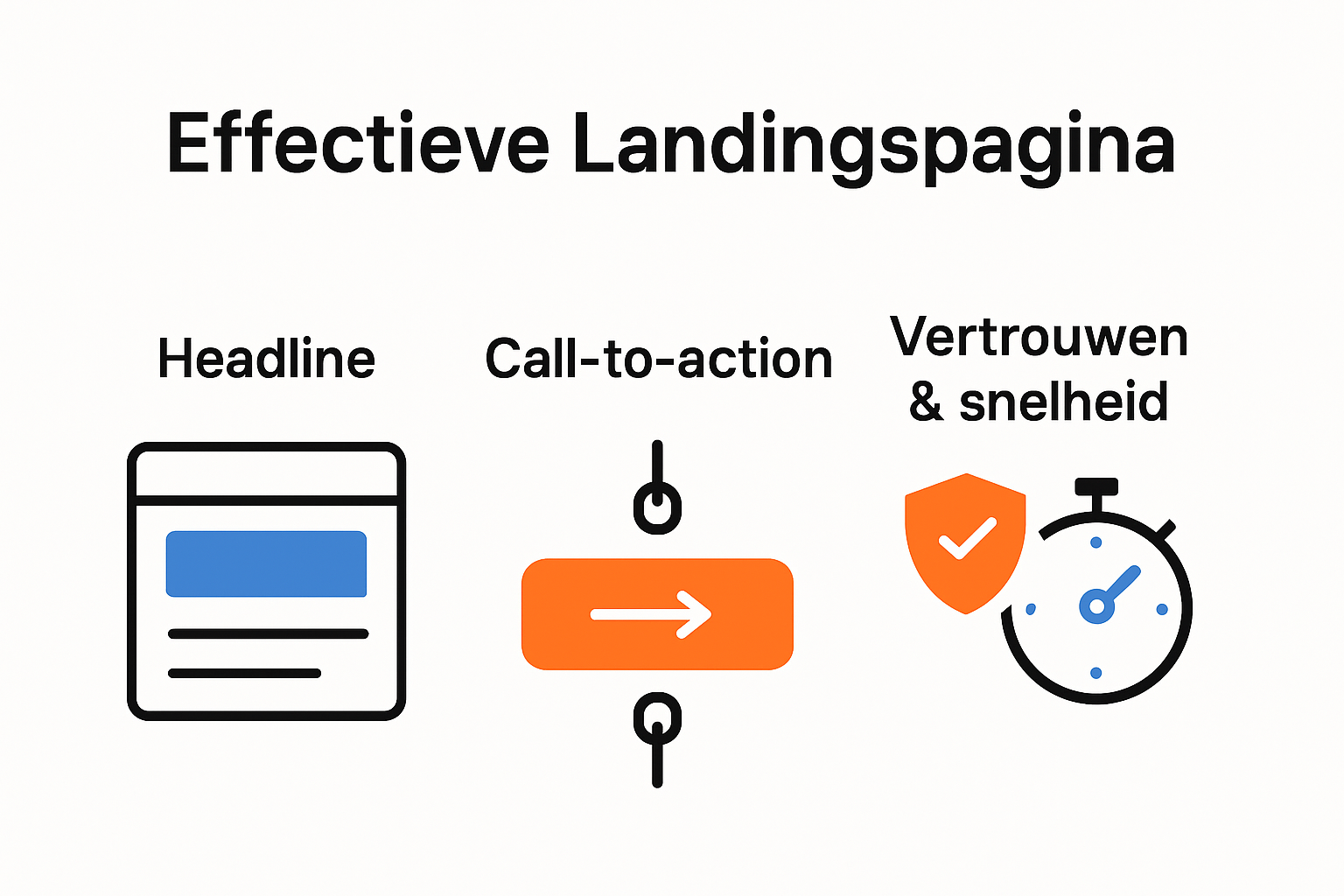 Infographic met kenmerken van een effectieve landingpagina