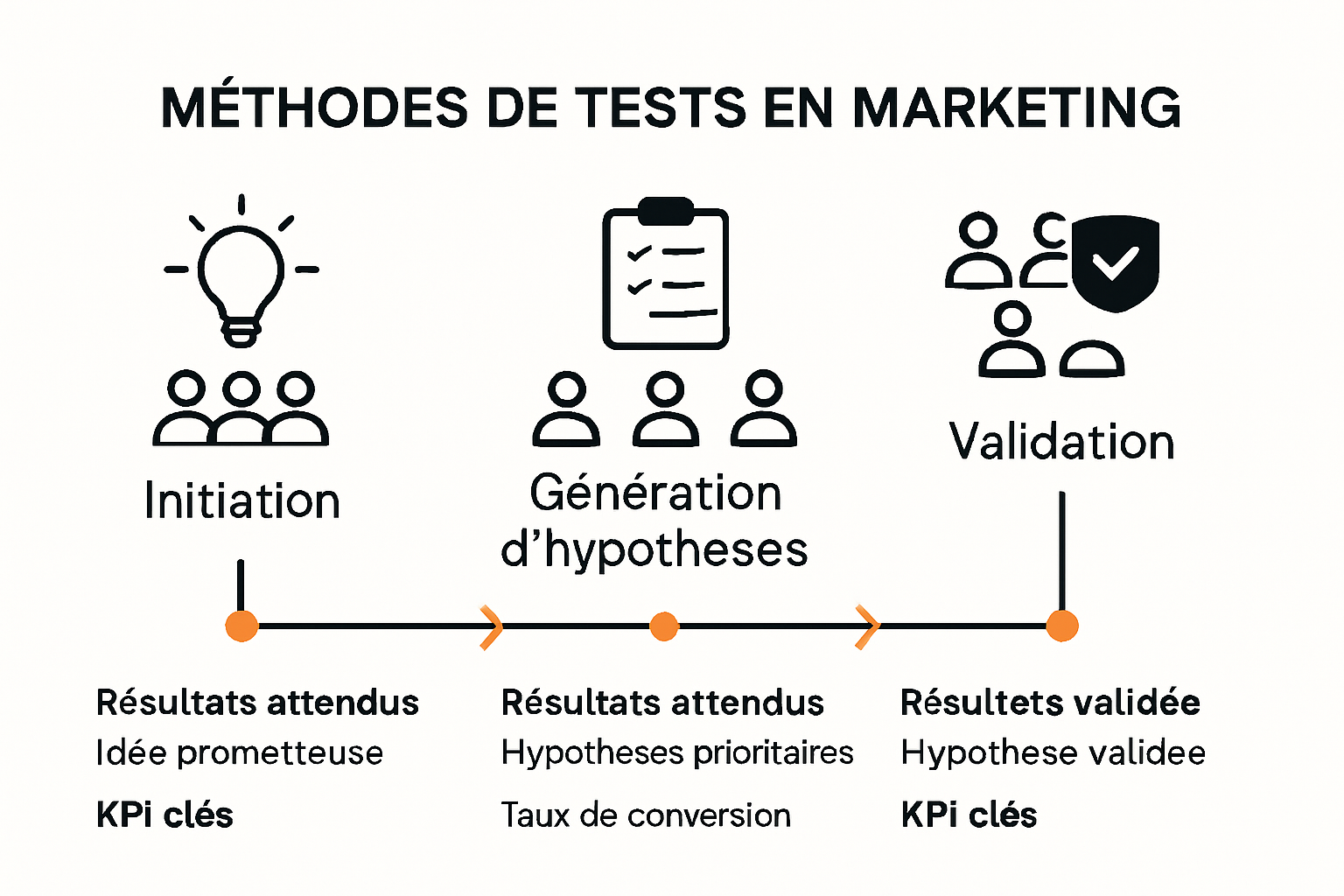 Infographie du processus de test marketing étape par étape