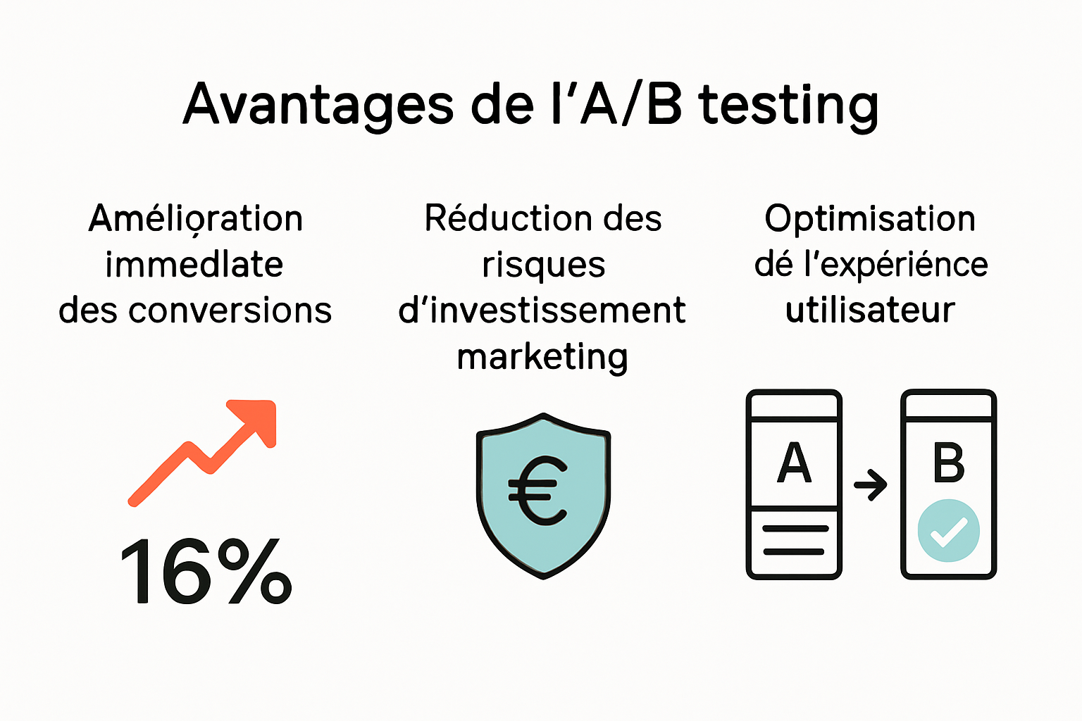 Infographie sur les avantages principaux de l’A/B testing