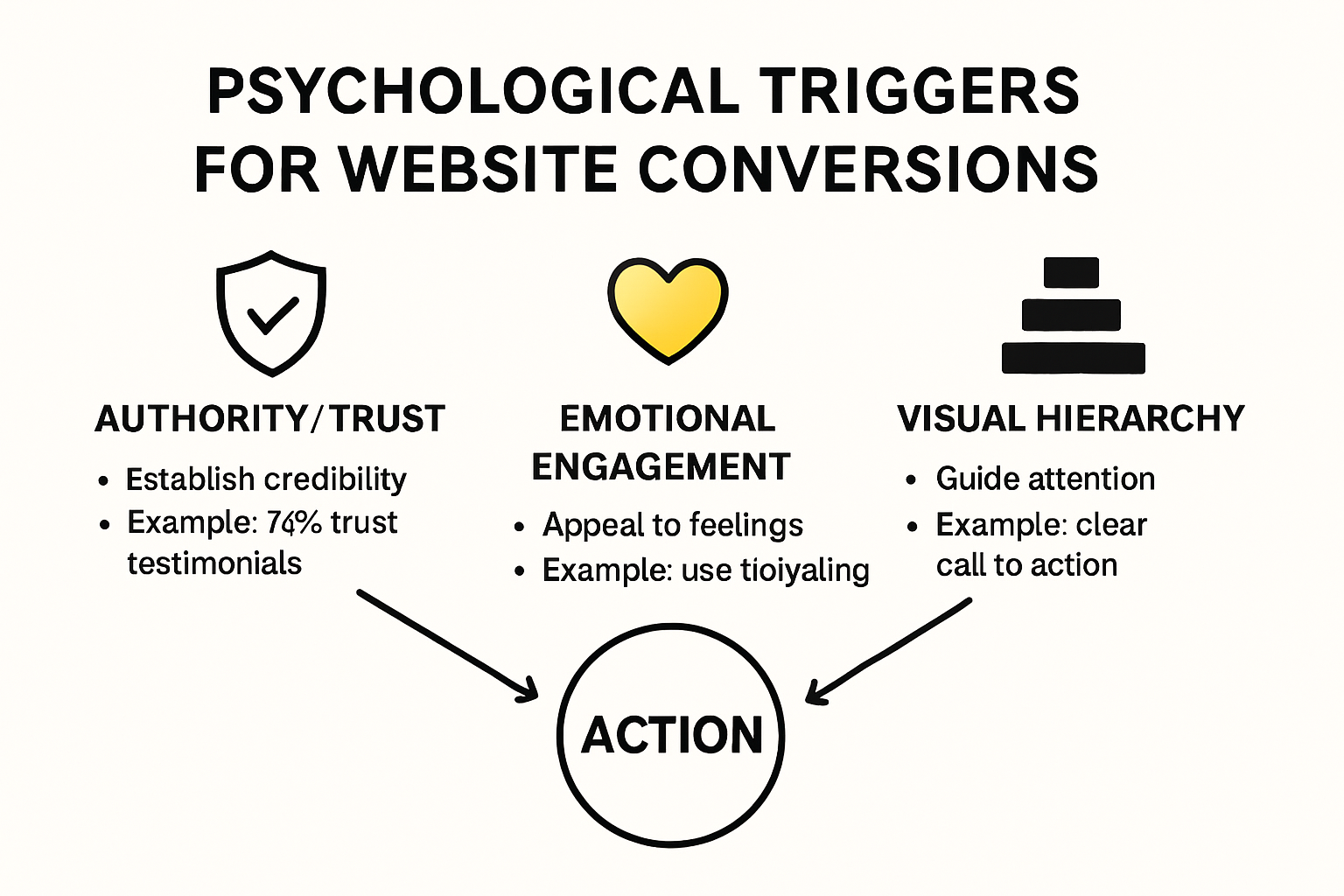 Infographic of core psychological triggers for conversions