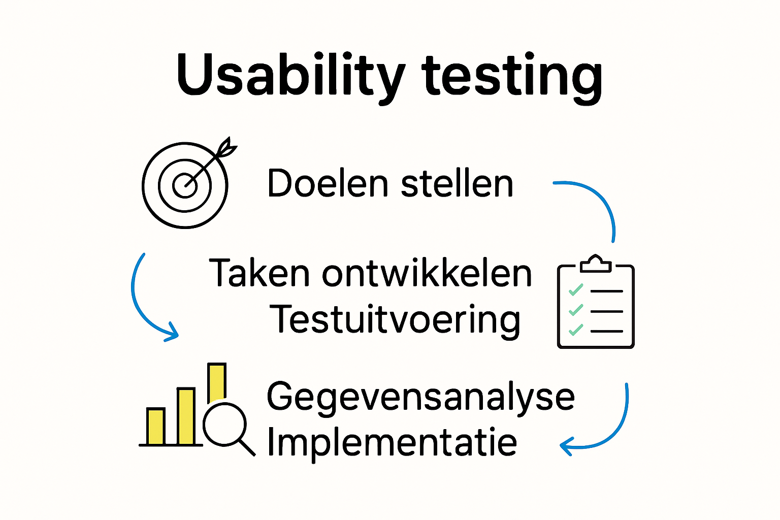 Infographic van stappenplan usability testing proces