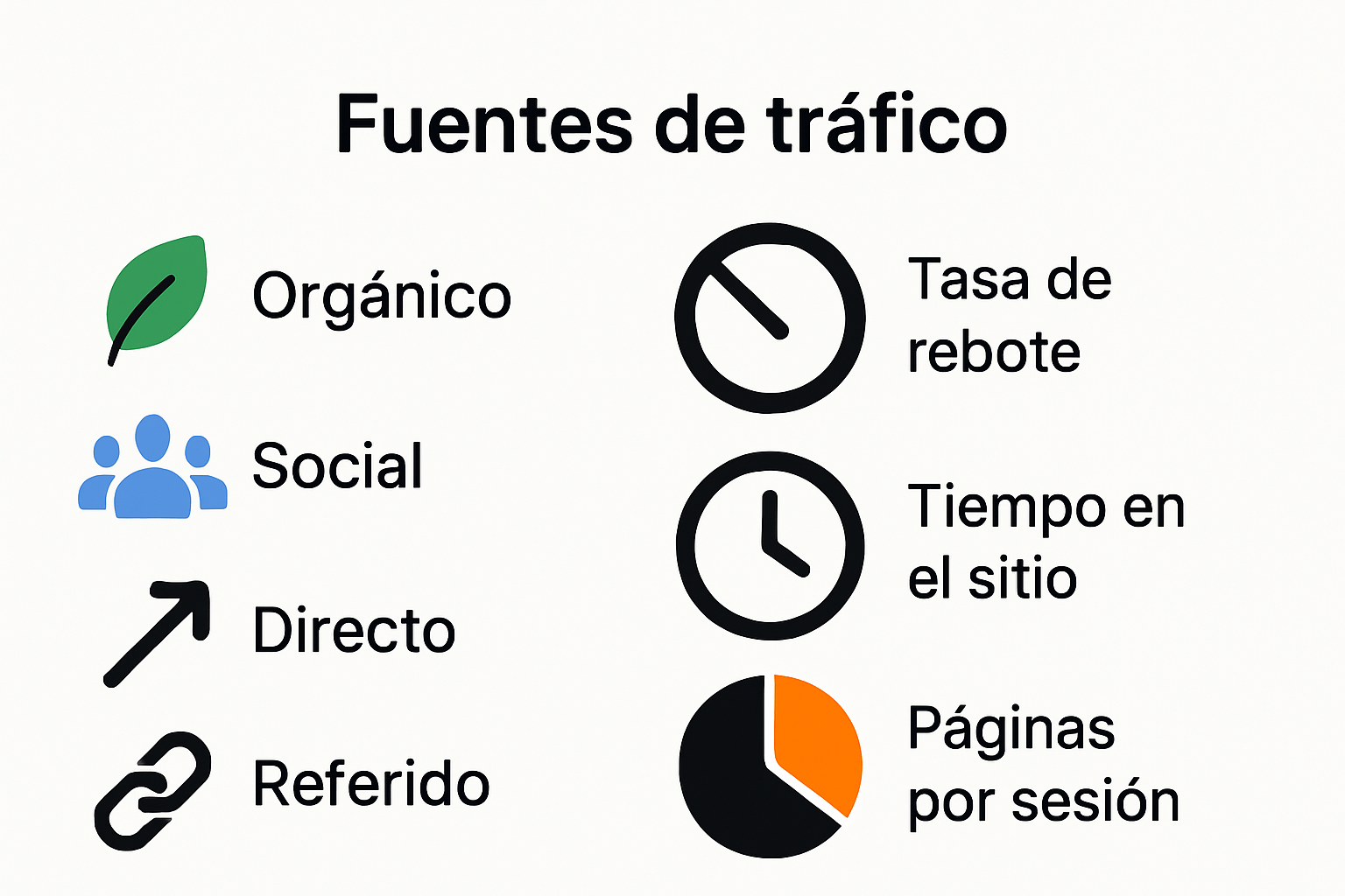 Infografía: métricas y fuentes de tráfico de marketing digital