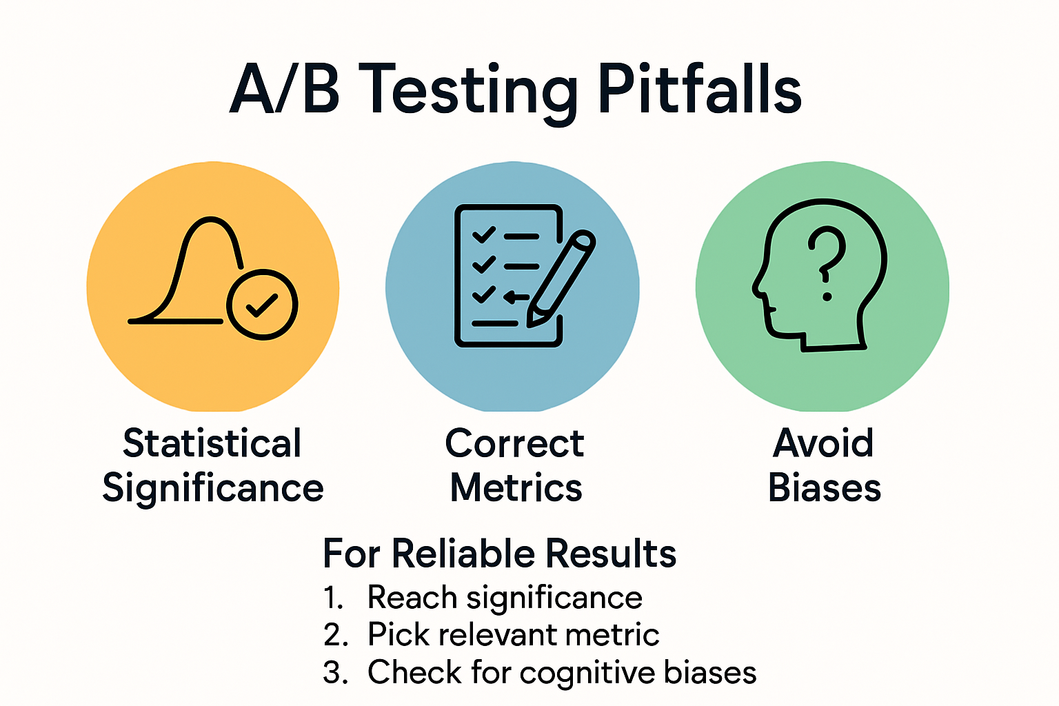 Infographic outlining common A/B testing pitfalls and strategies