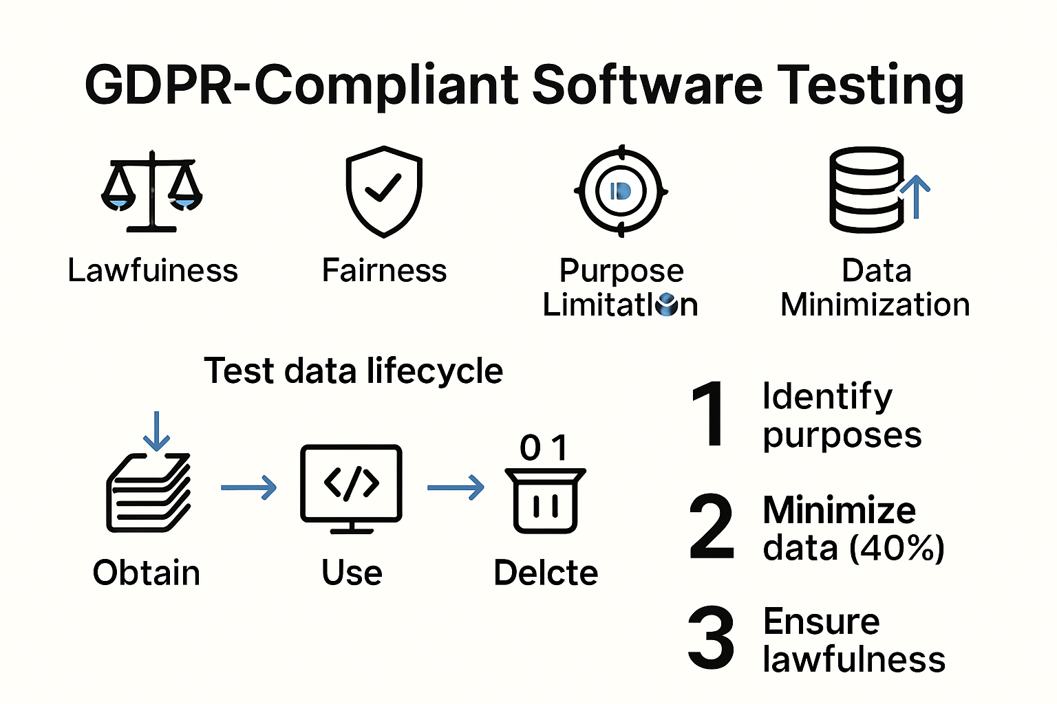 Infographic showing GDPR principles and testing steps