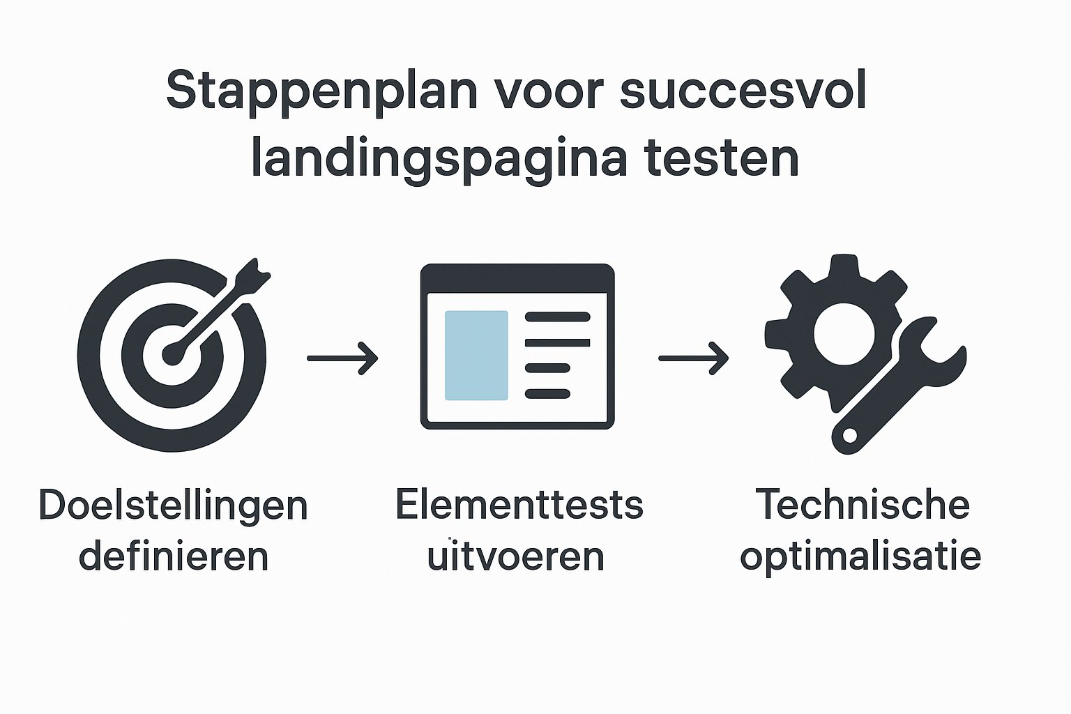Stappenplan voor succesvol landingspagina testen infographic