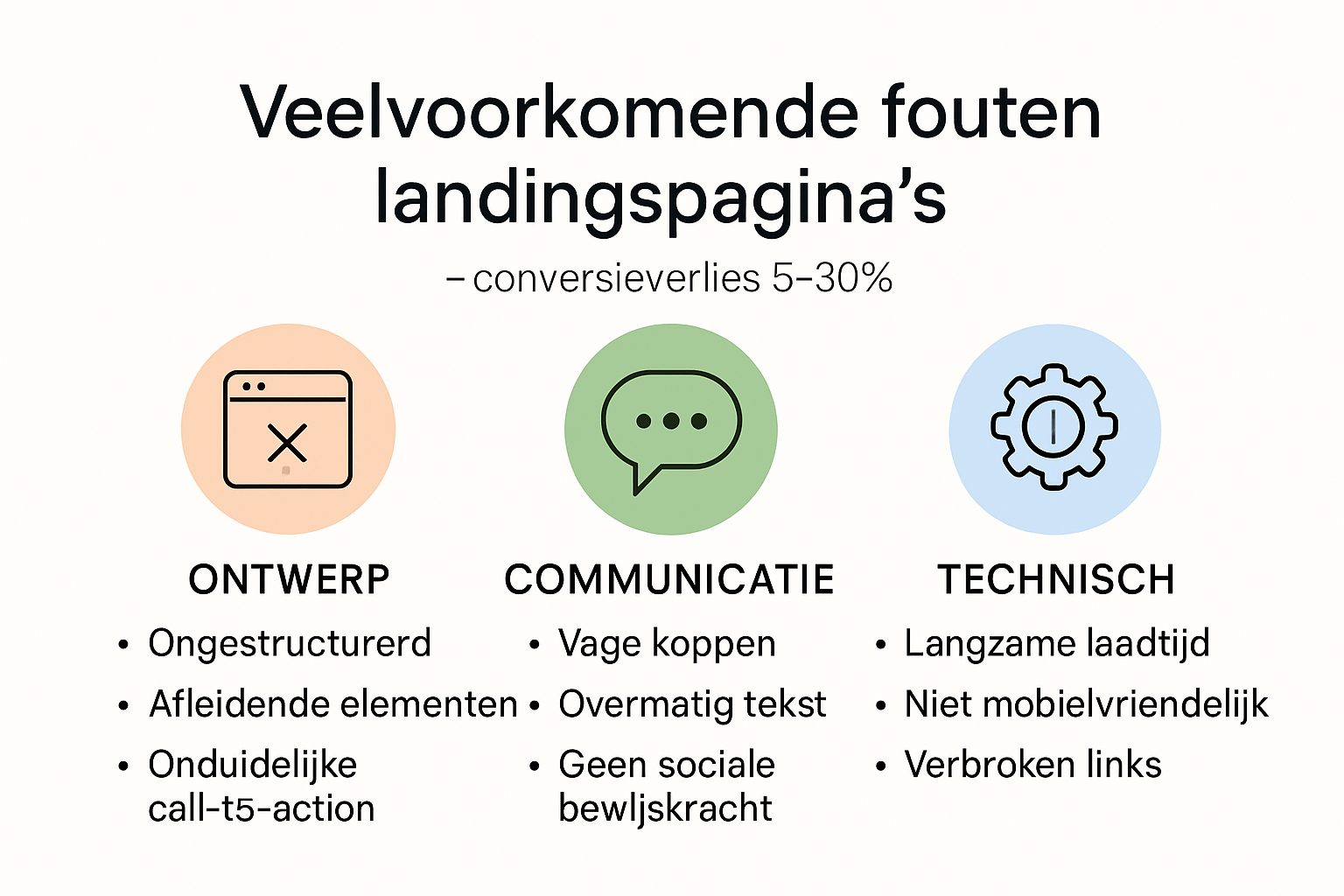 Overzicht van veelgemaakte fouten bij no-code landingpagina optimalisatie