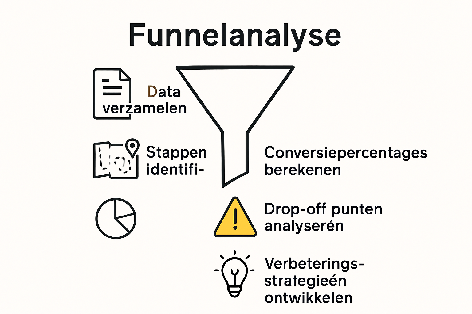 Visuele weergave van stappen in funnel analyse