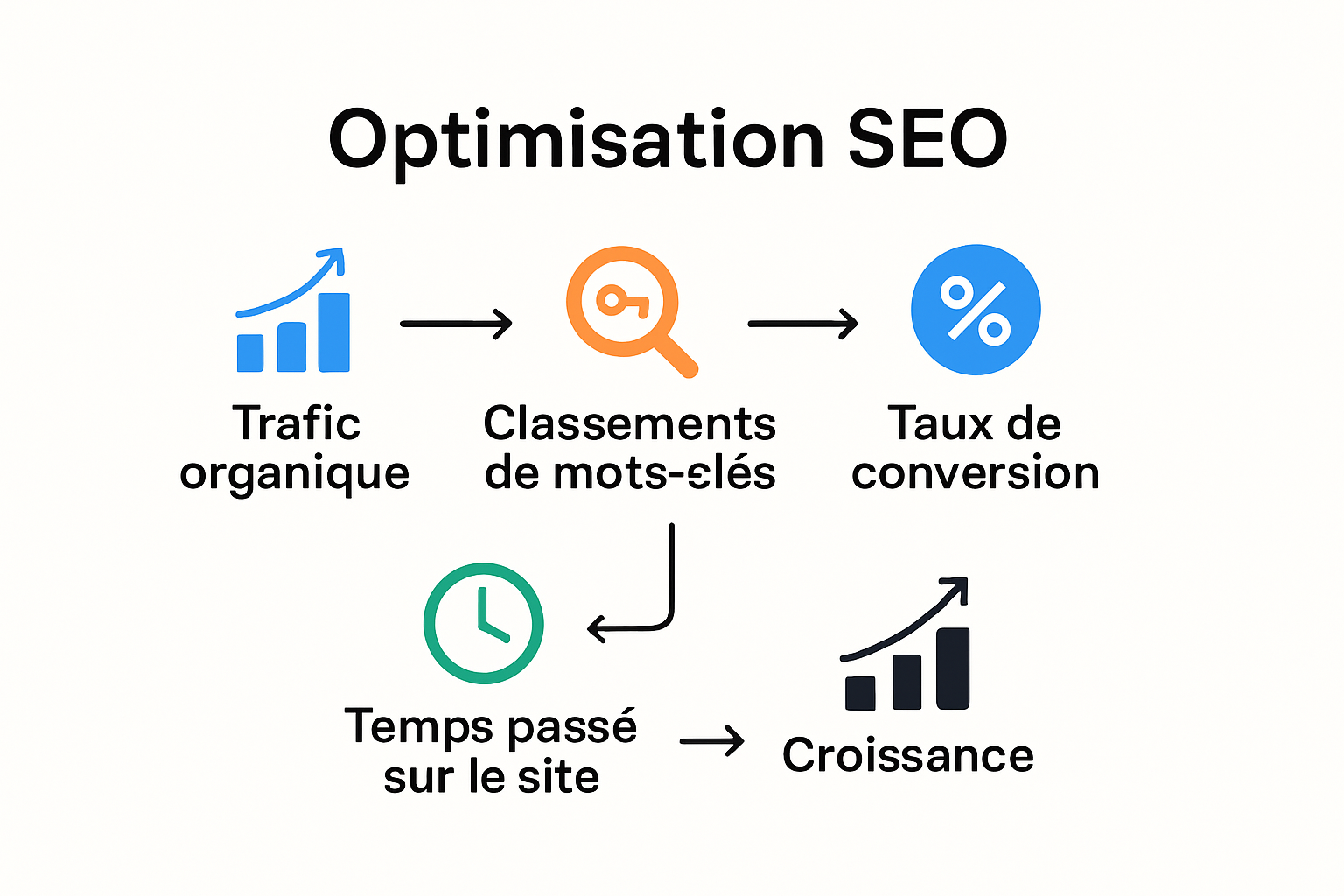 Infographie des principaux indicateurs de performance SEO