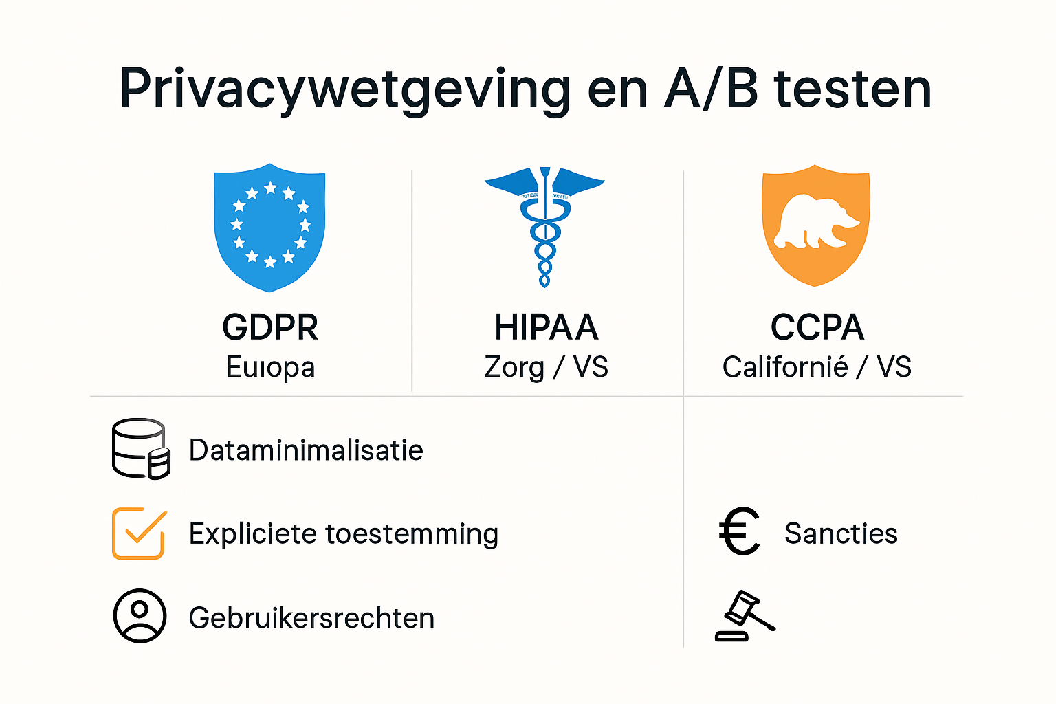 Vergelijking A/B test privacywetgeving infographic