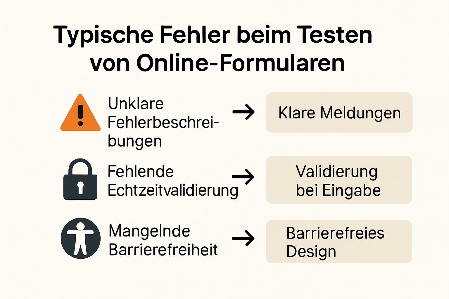 Infographic showing common online form testing mistakes and solutions