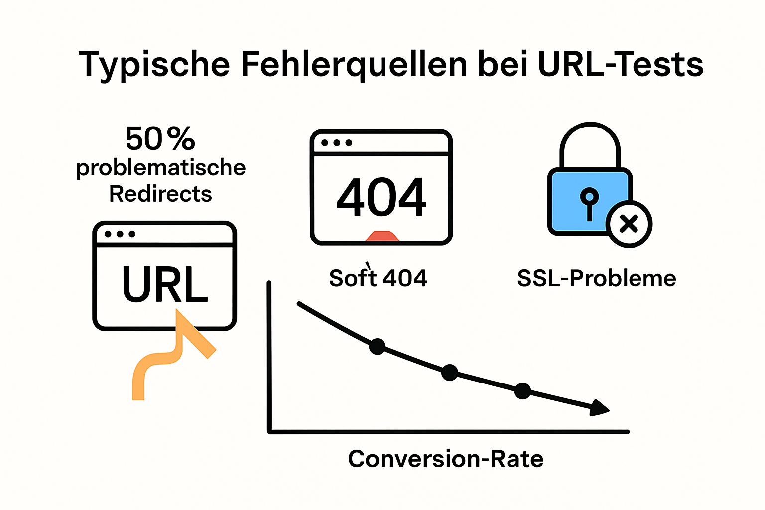 Infografik typische Fehlerquellen bei URL Tests