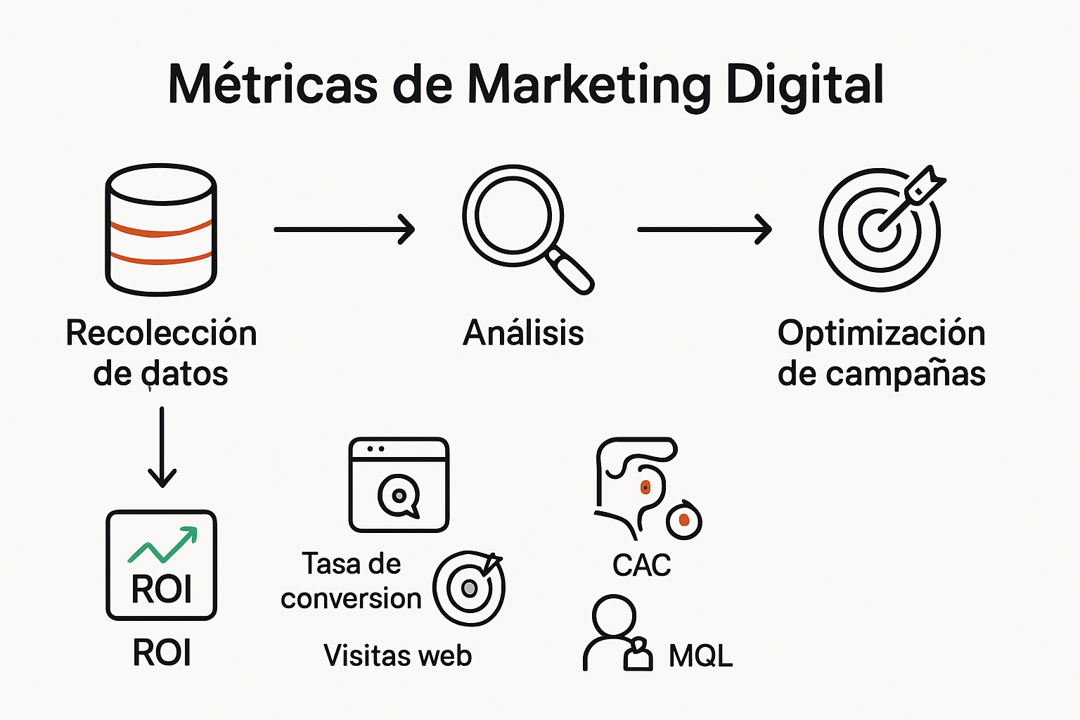 Infografía de principales métricas en marketing digital