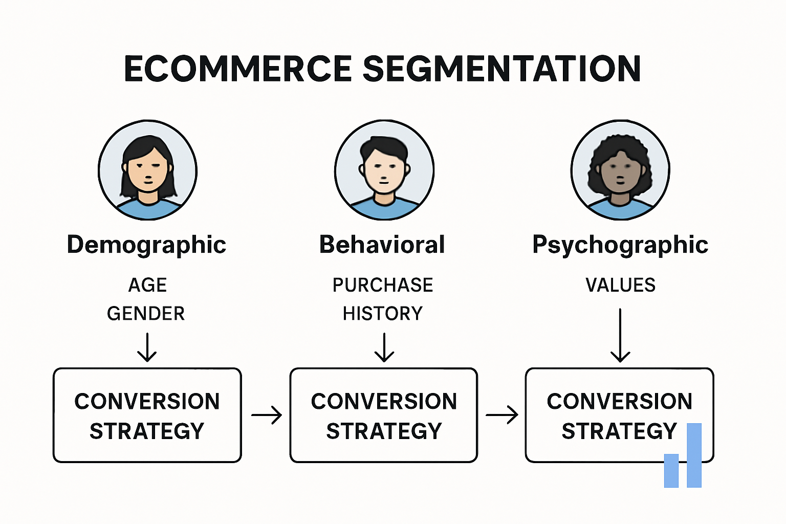 Infographic comparing types of ecommerce customer segmentation