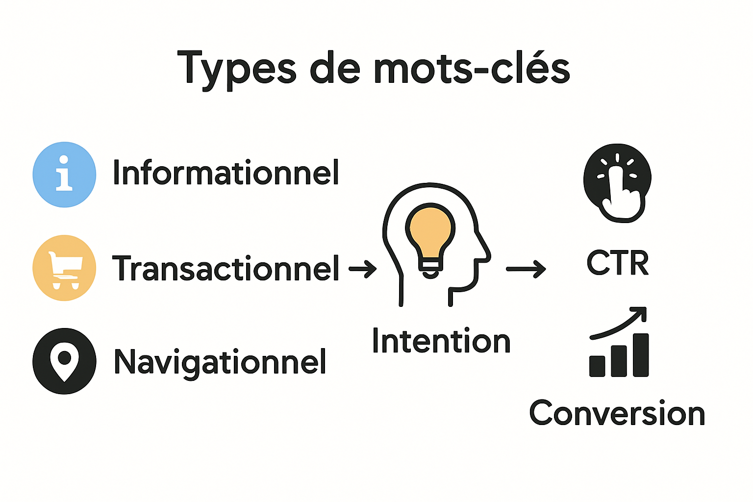 Infographic showing search engine marketing keyword types and metrics