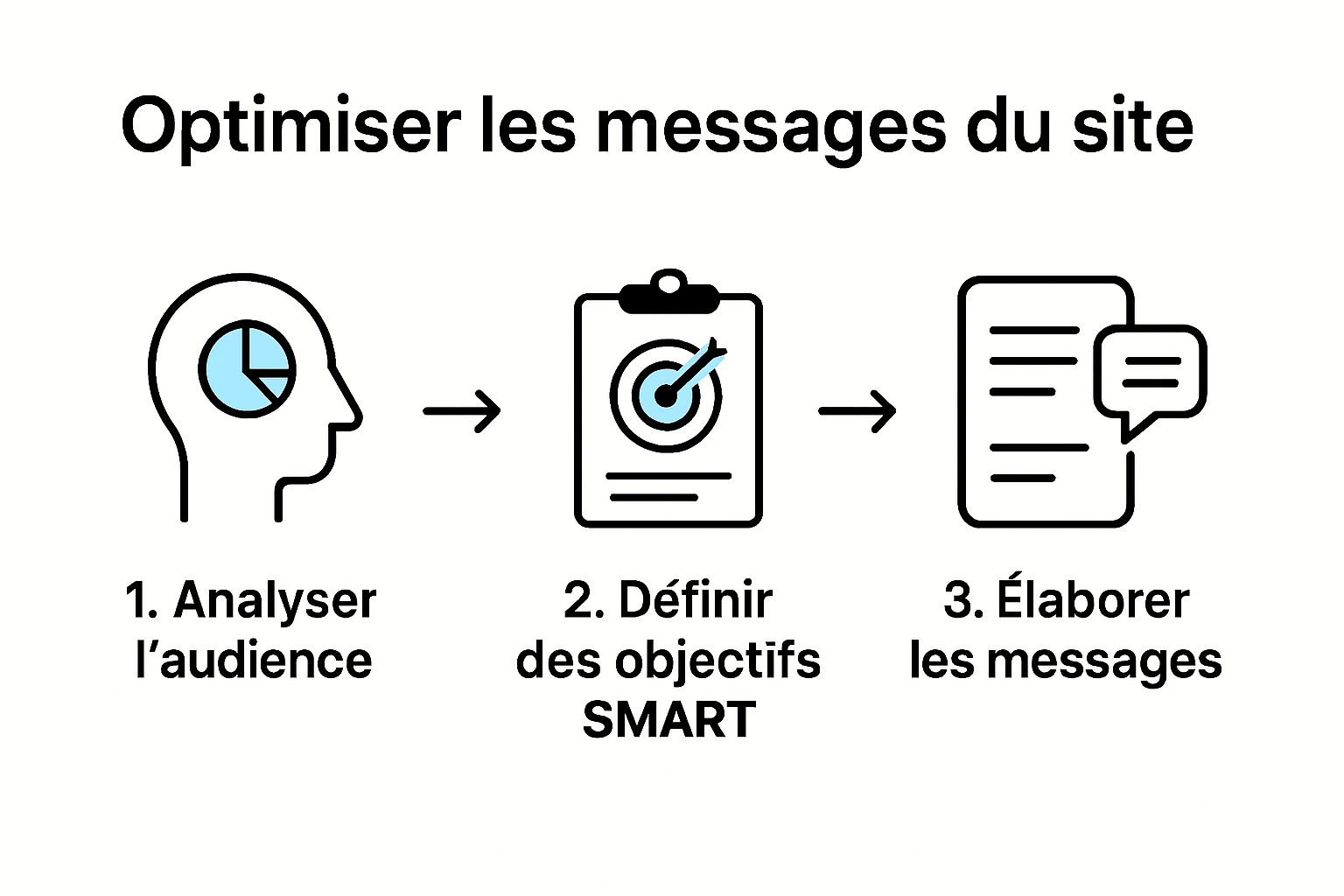 Infographic visualizing steps to optimize website messaging