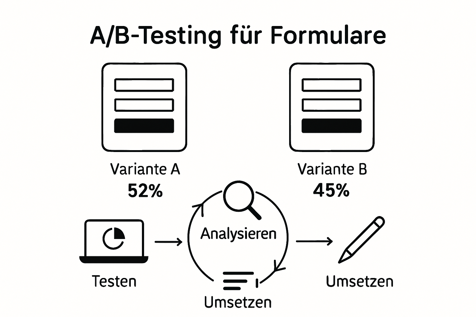 A/B-Test steps and outcomes for form optimization