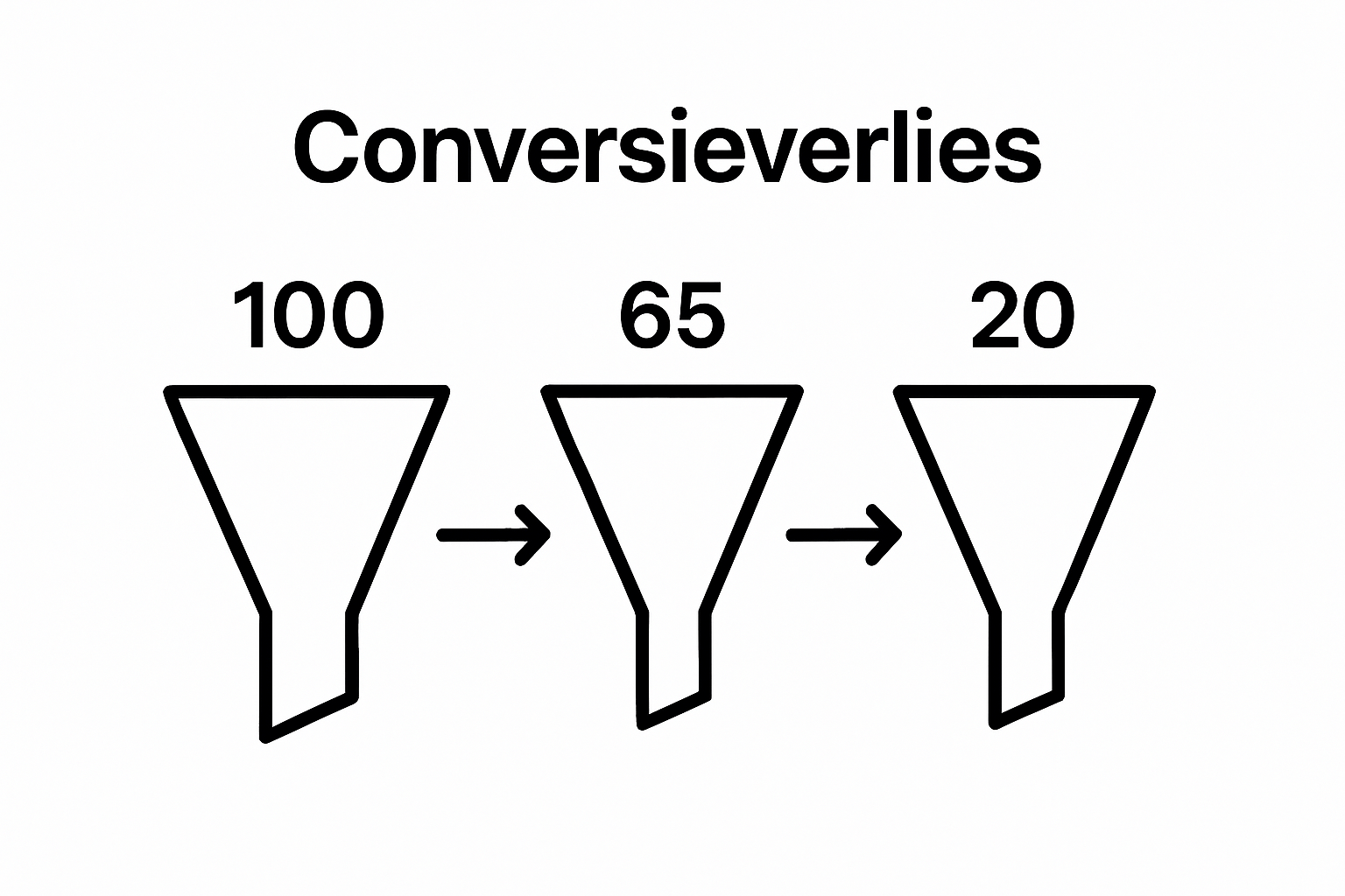 Infographic van conversiefunnel met dalende bezoekersaantallen