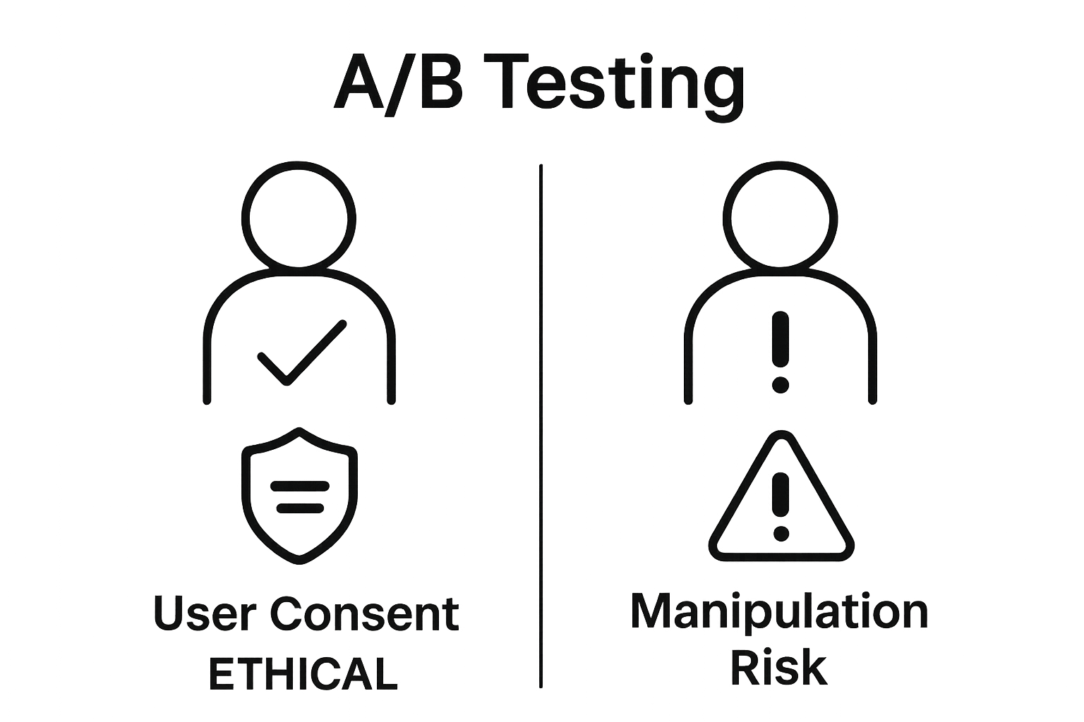 Ethical versus unethical A/B testing comparison chart