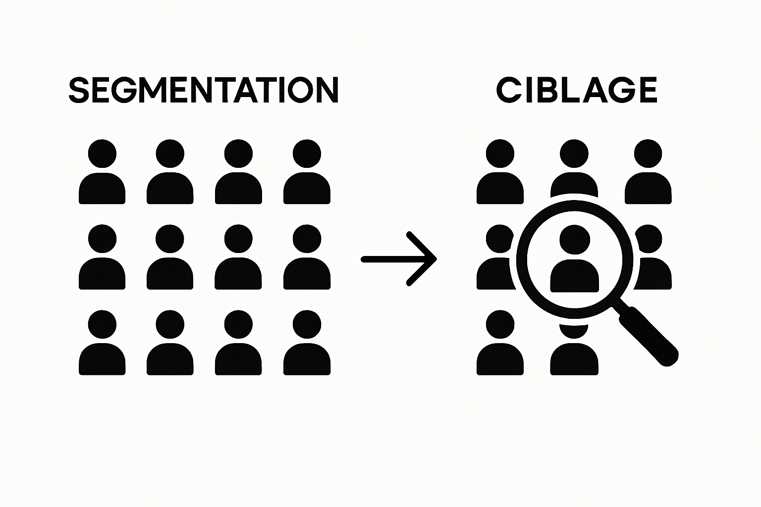 Infographic comparing segmentation and targeting concepts