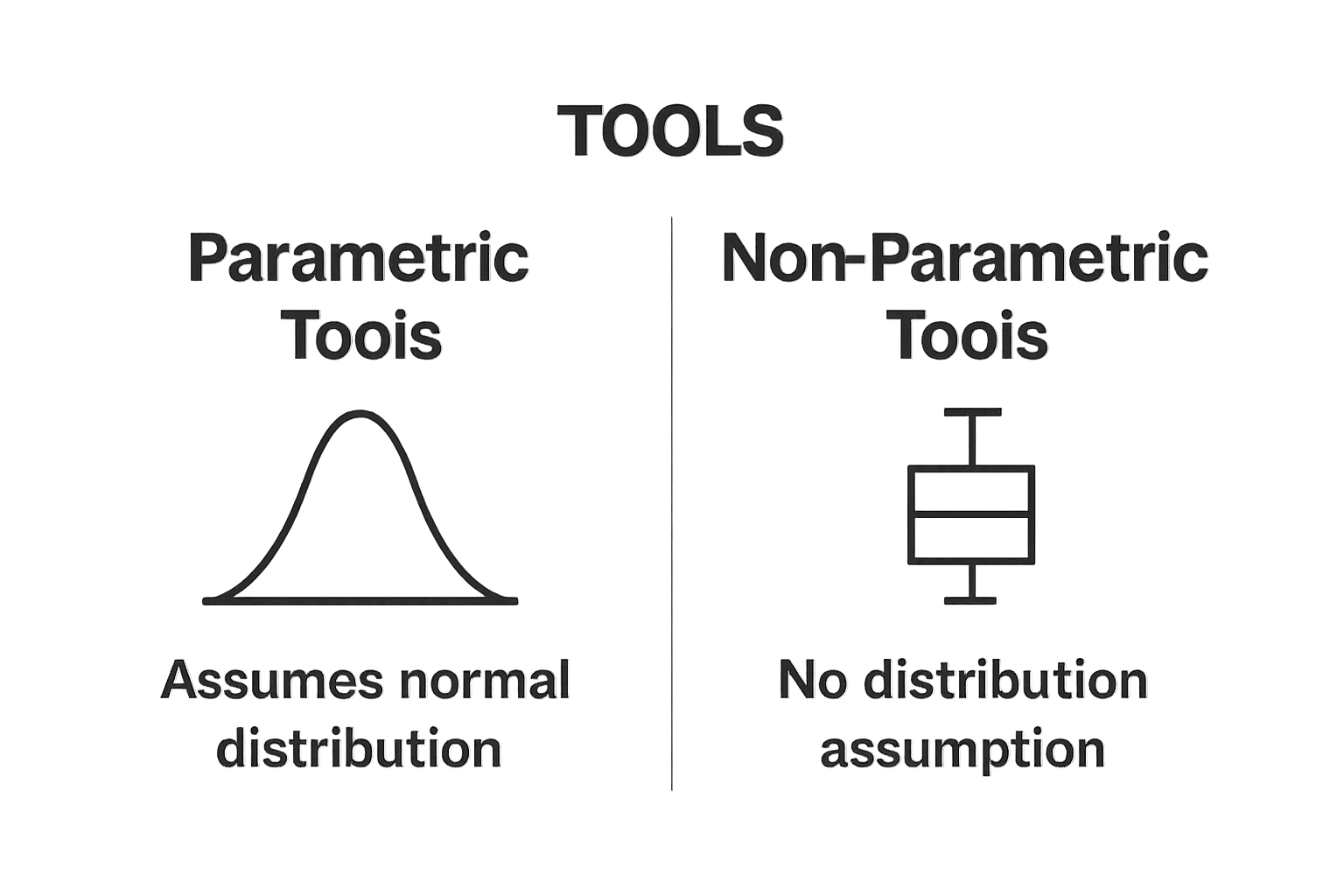 Infographic comparing parametric and non-parametric testing tools