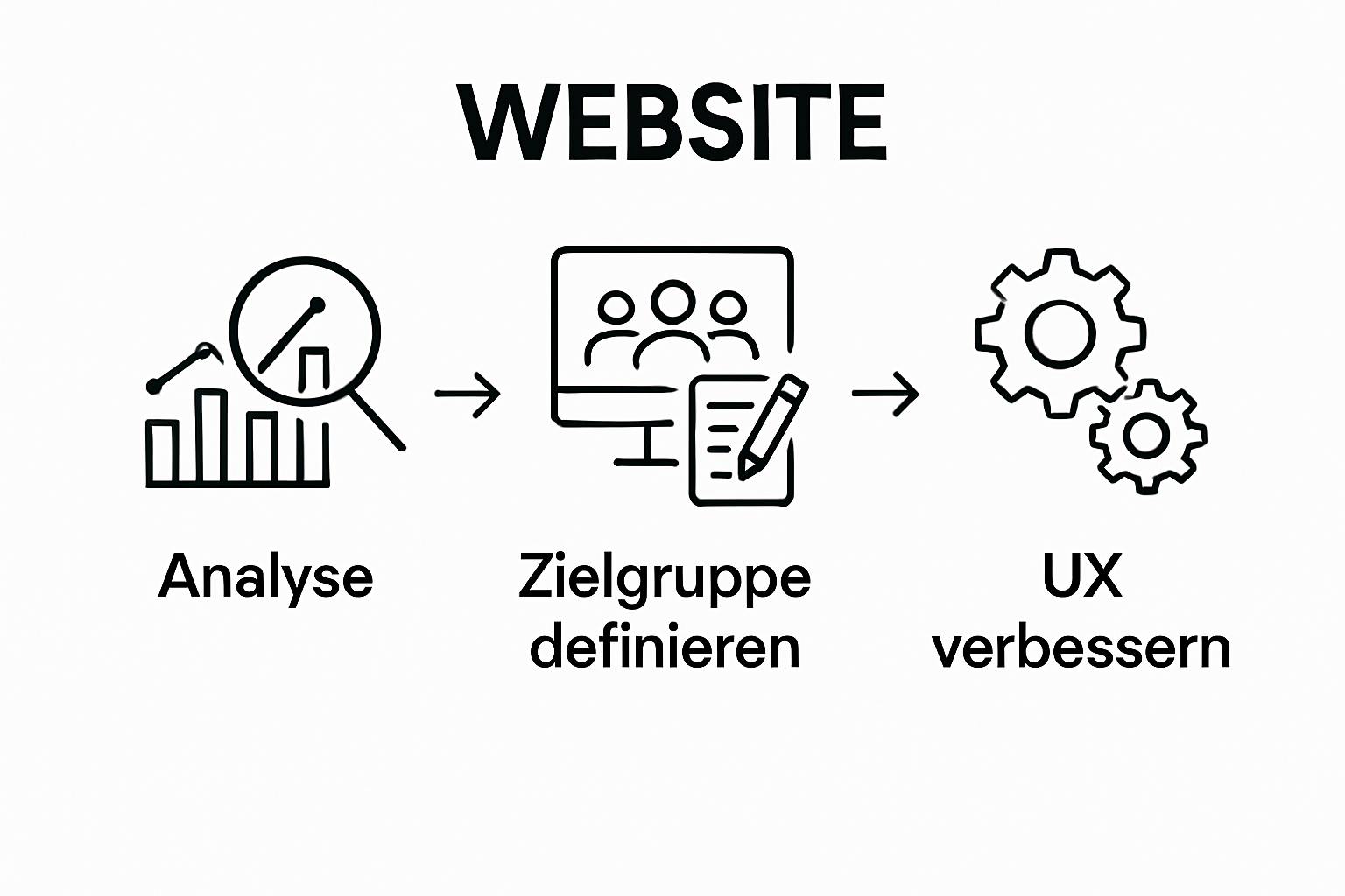 Infographic: Analyse, Zielgruppe definieren, Schwachstellen finden Ablauf