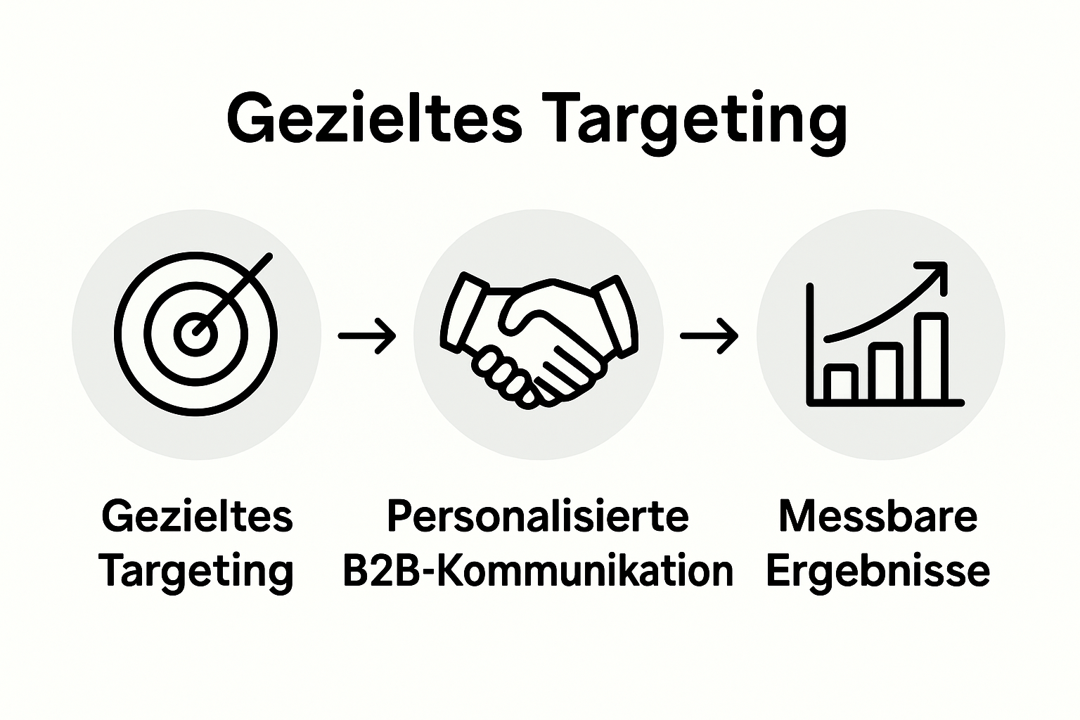 Icons showing targeting, personalization, and measurable results